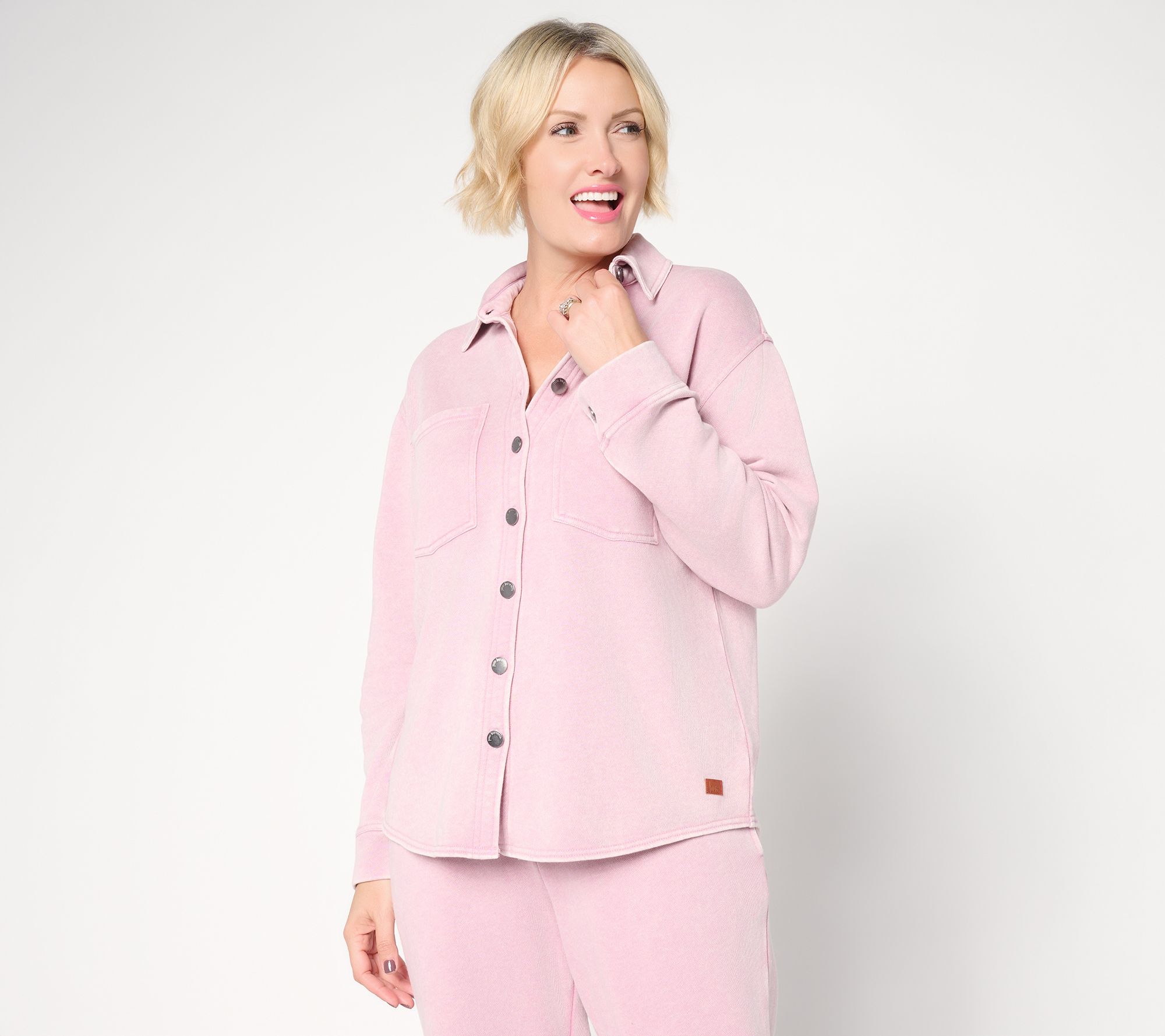 "As Is" Peace Love World Knit Indigo Button Front Long Sleeve Shirt