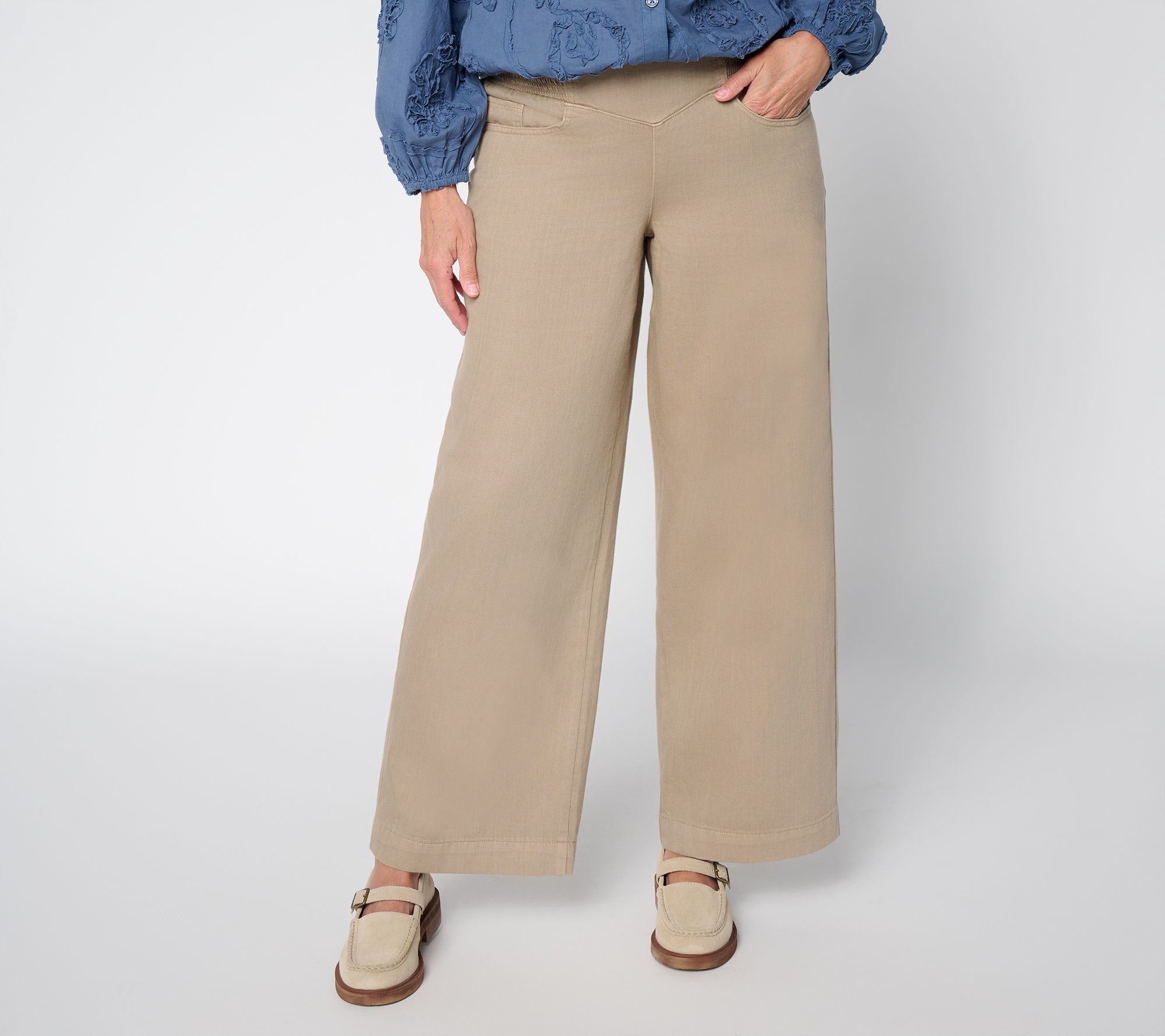 LOGO by Lori Goldstein Regular Color Full Lngth Chambray Pants