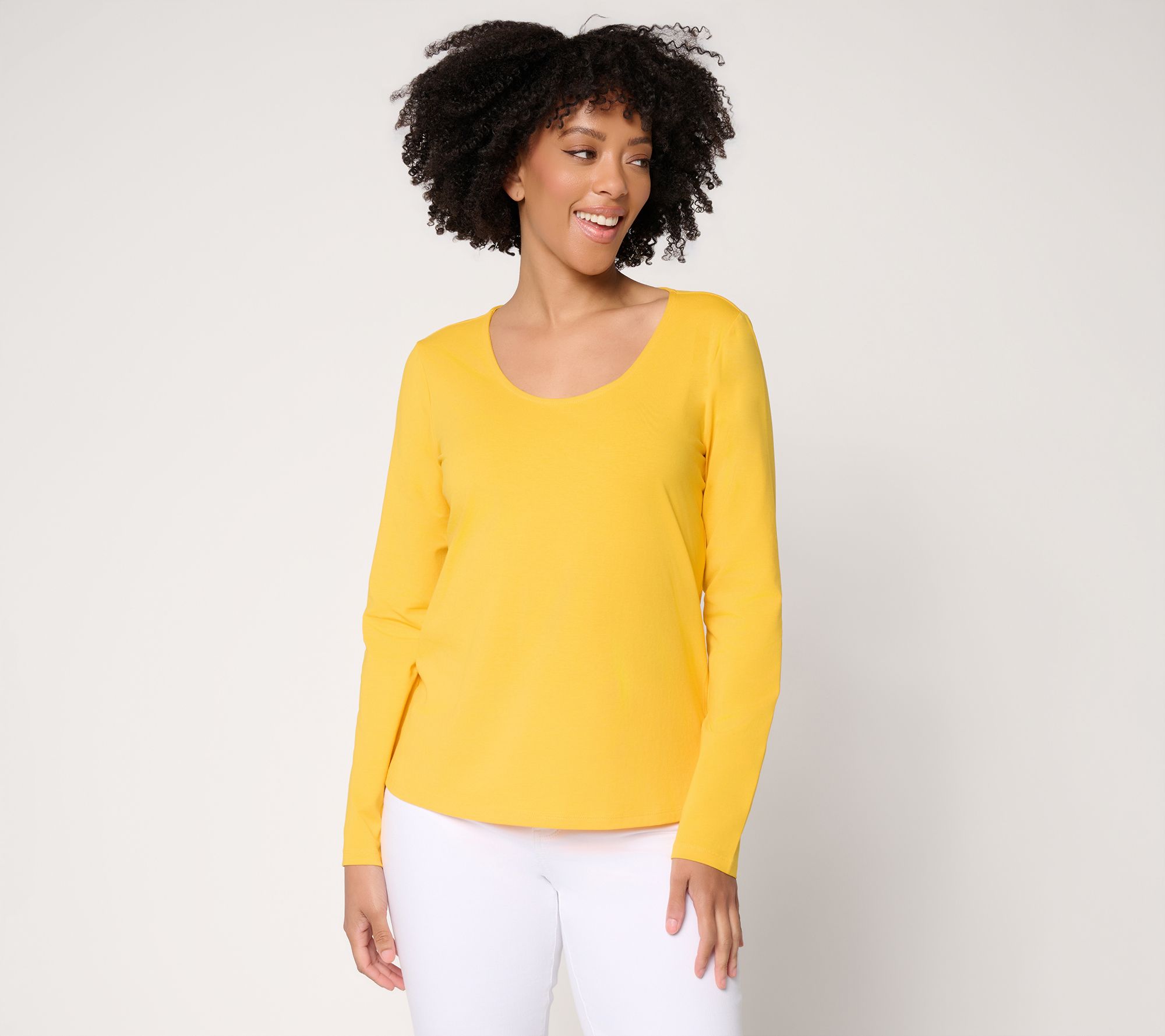 Attitudes by Renee Washed Cotton Scoop Neck Top