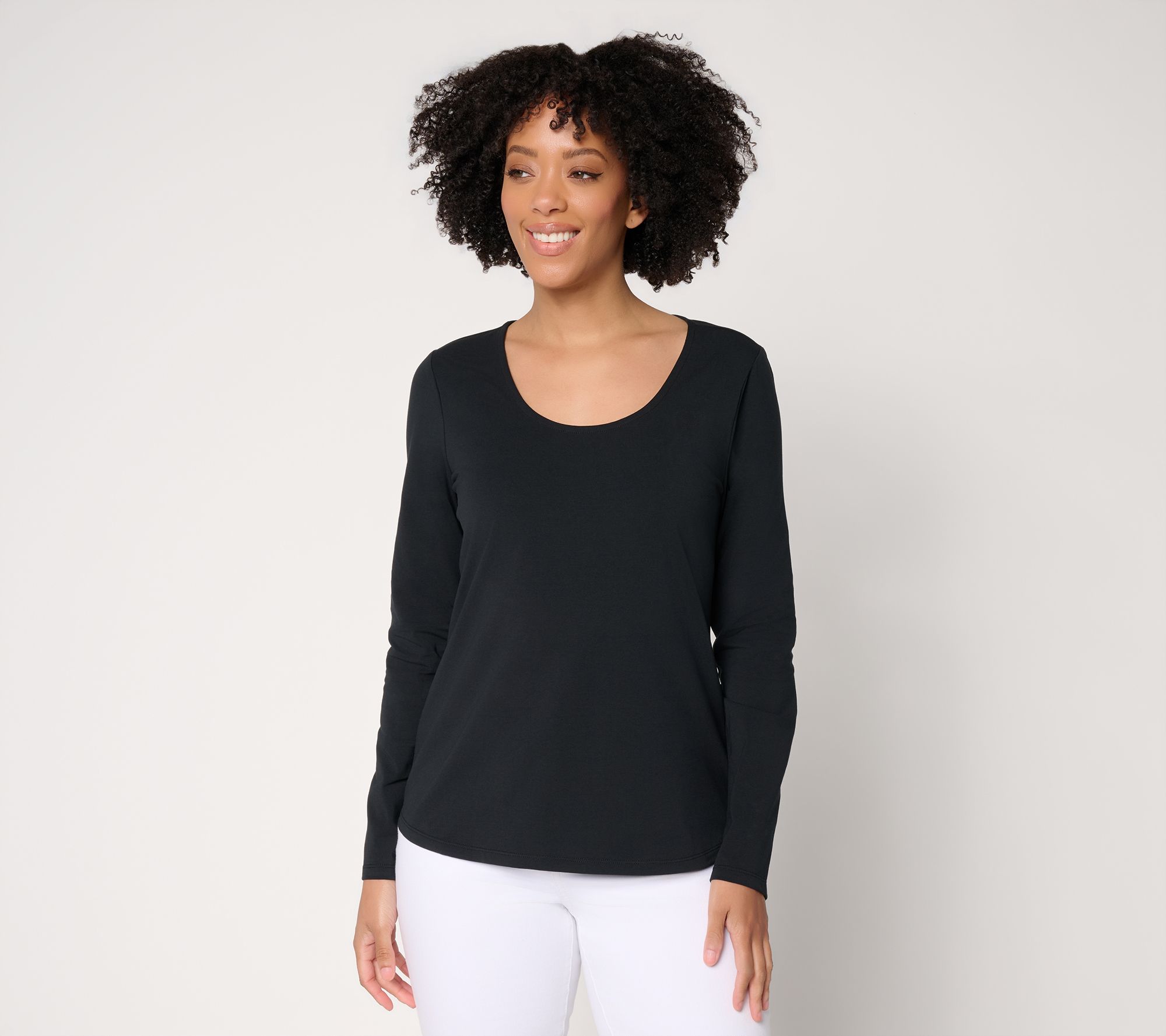Attitudes by Renee Washed Cotton Scoop Neck Top