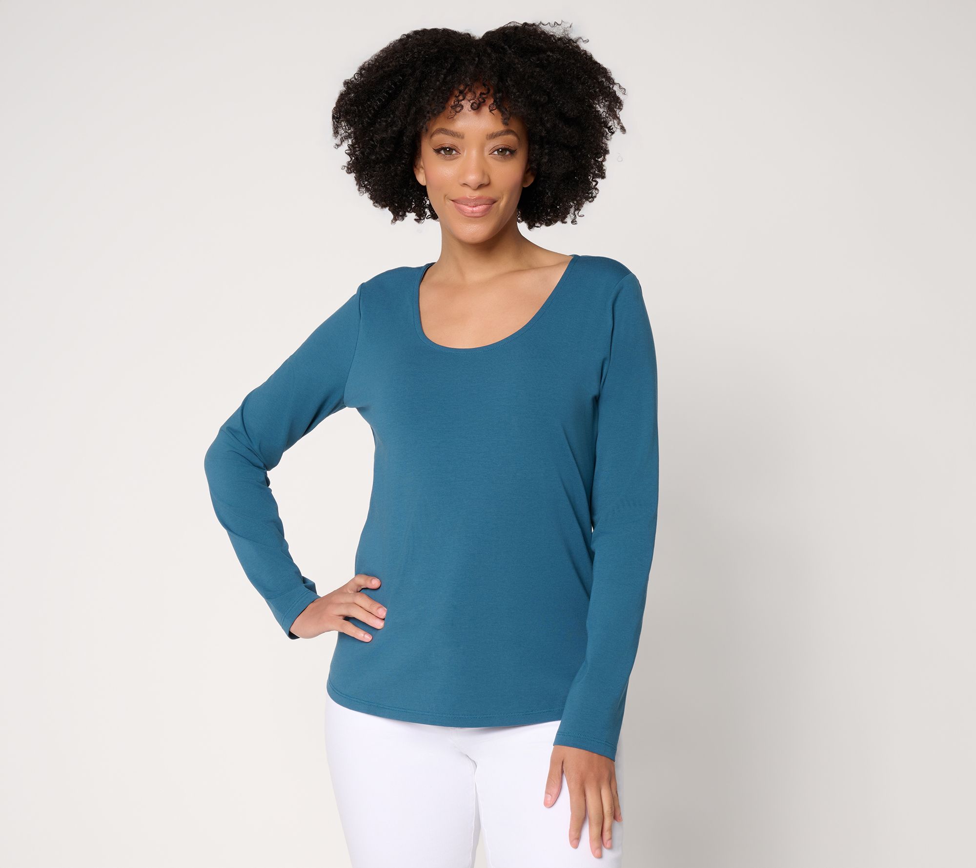 Attitudes by Renee Washed Cotton Scoop Neck Top