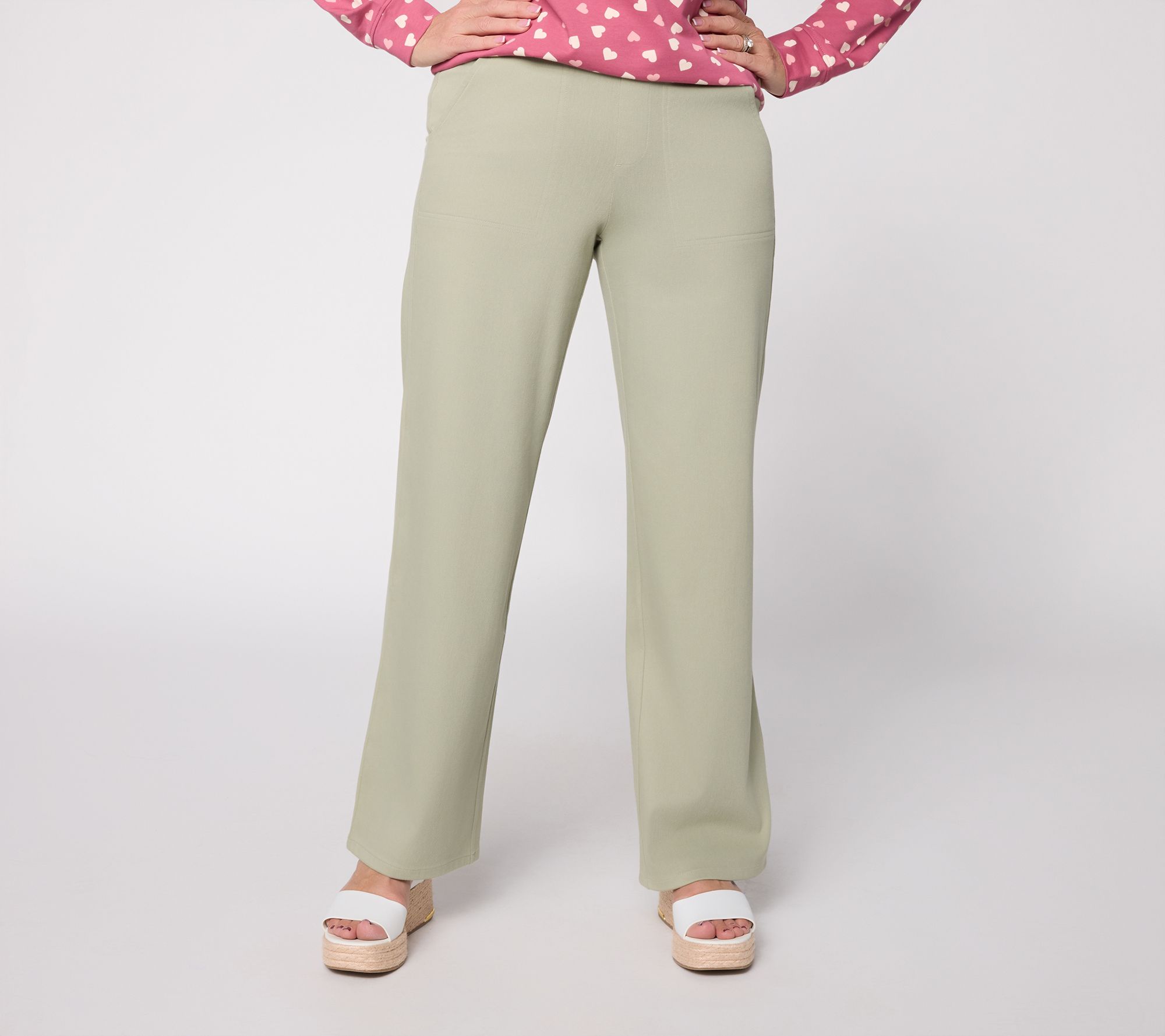 "As Is" Denim & Co. Reg Comfy Knit Air Wide Leg Pants with Pockets