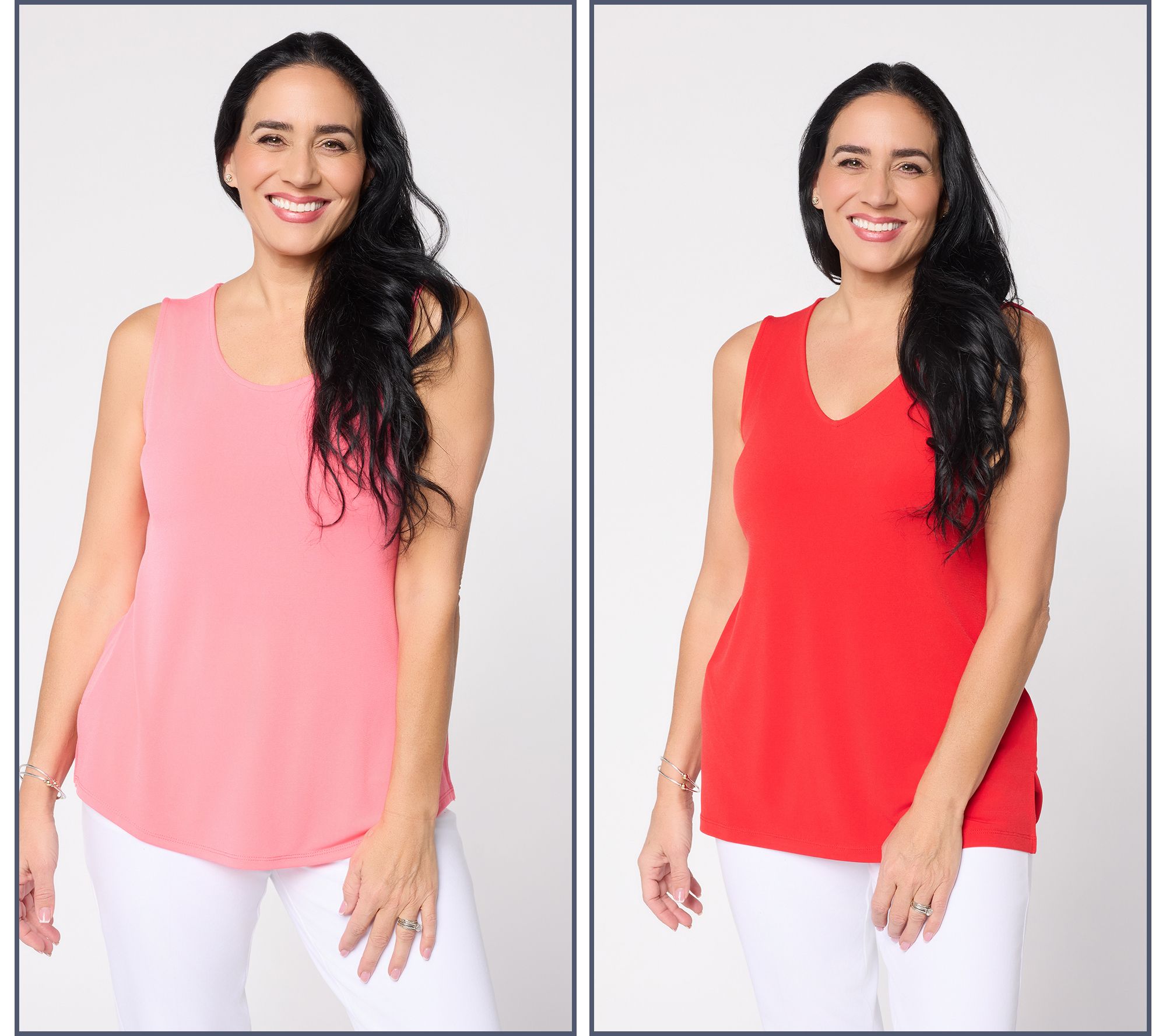 "As Is" Susan Graver Essentials Liquid Knit Set of 2 Tanks