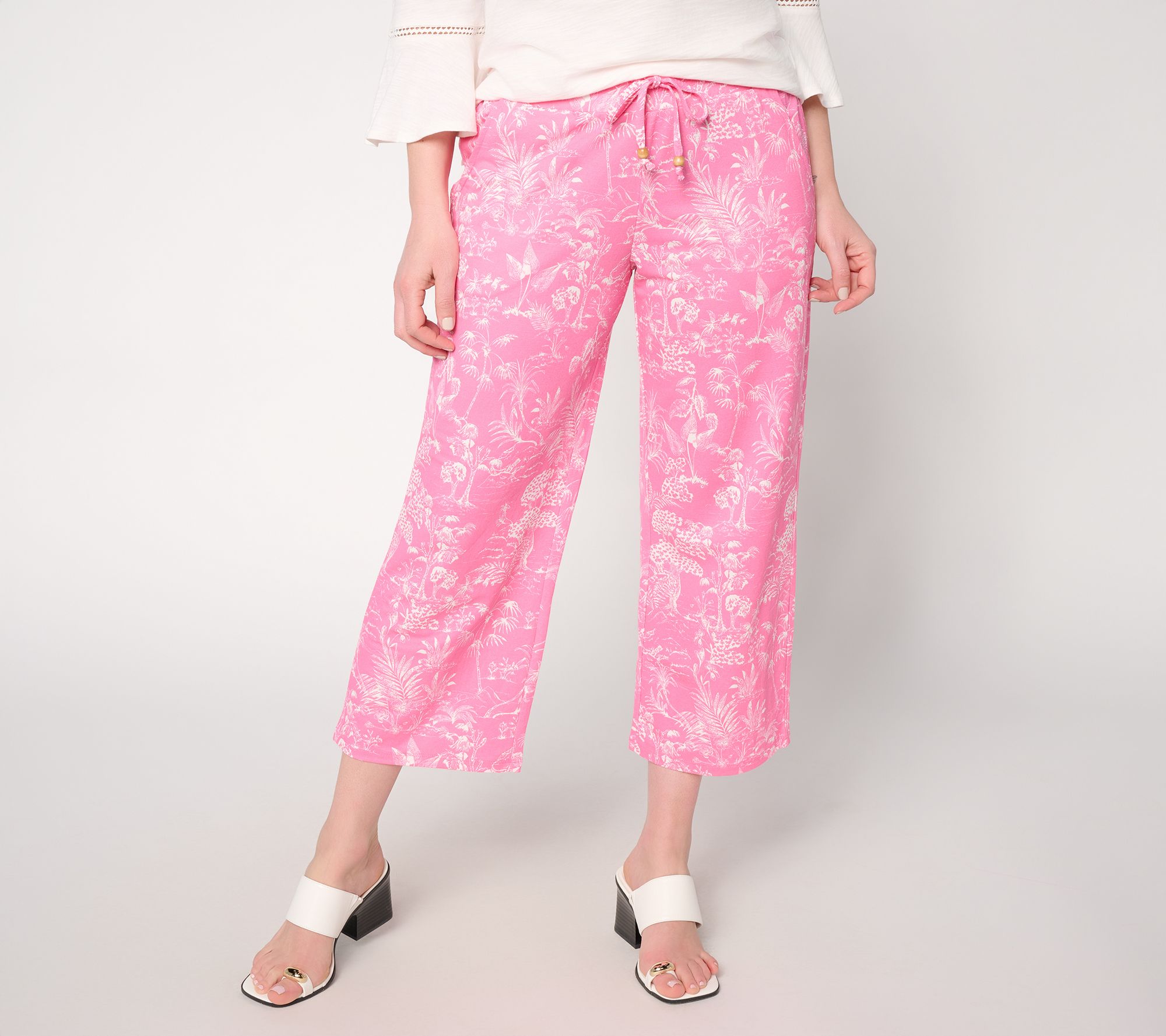 "As Is" Belle Beach by Kim Gravel Reg CabanaKnitPrint Cropped Pant