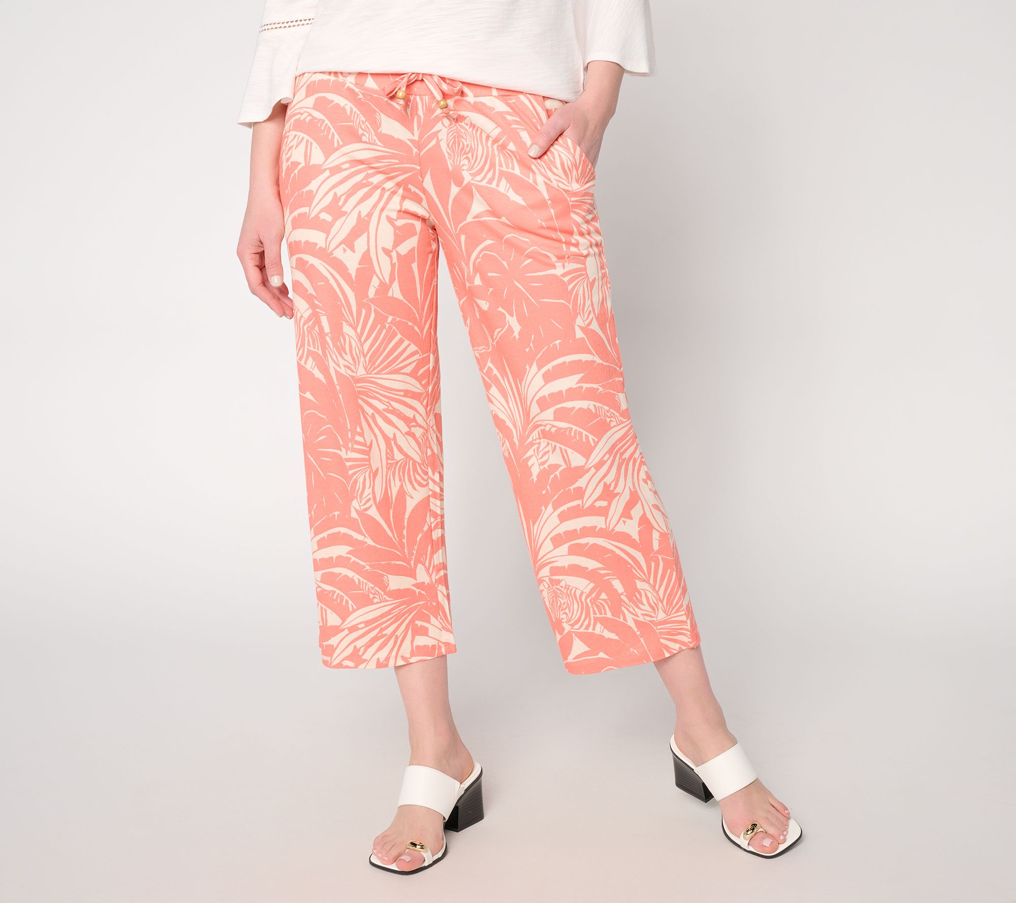 "As Is" Belle Beach by Kim Gravel Reg CabanaKnitPrint Cropped Pant