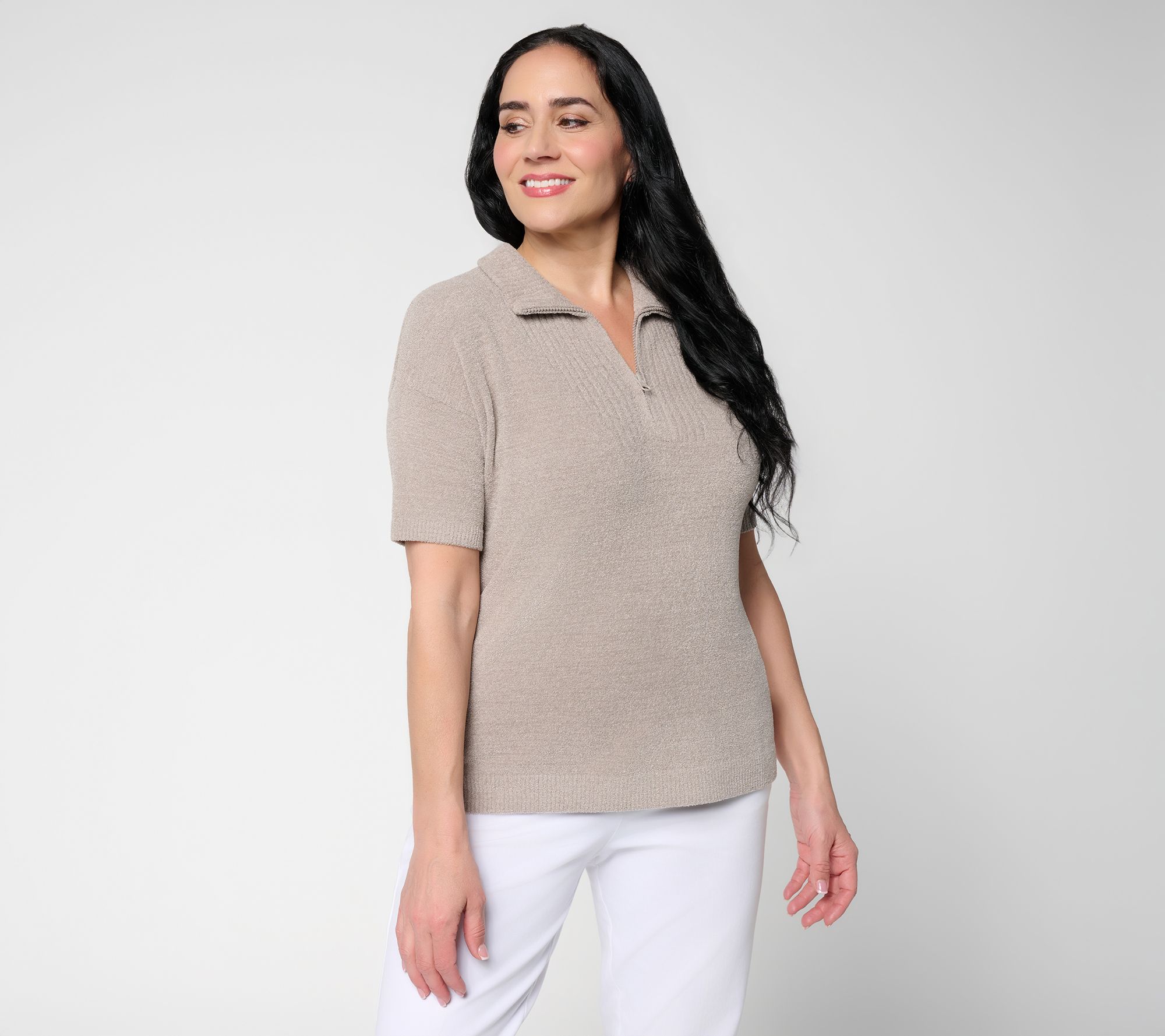 "As Is" Barefoot Dreams CozyChic Ultra Lite Elbow Sleeve Half Zip