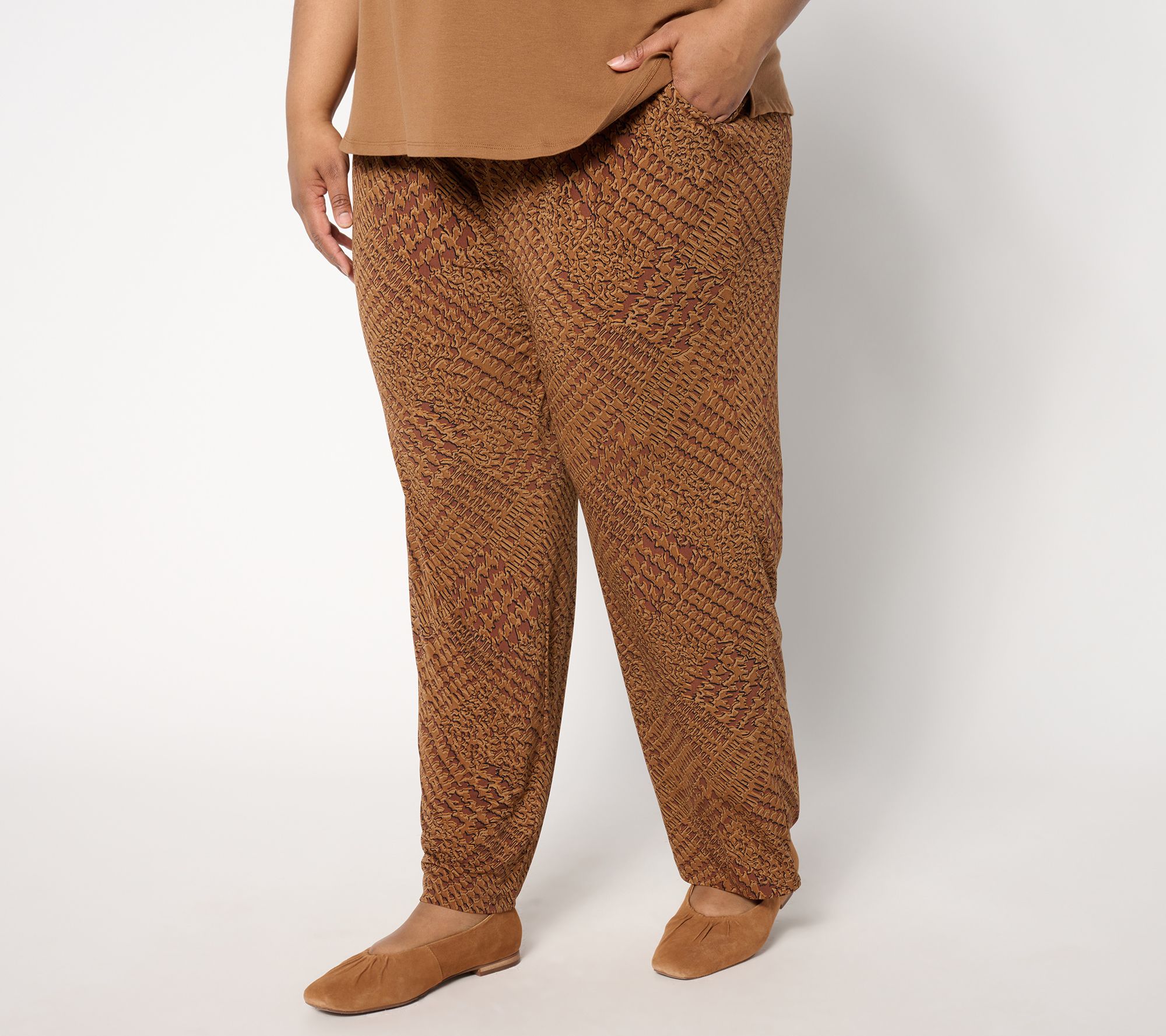 Susan Graver Petite Printed Liquid Knit Pull-On Pants