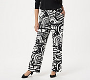 Dennis Basso Printed Luxe Crepe Wide-Leg Pull-On Pants - A349312