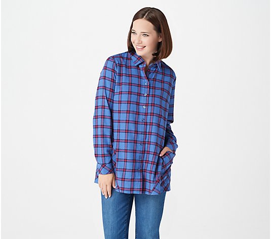 Joan Rivers Tartan Plaid Flannel Shirt - QVC.com