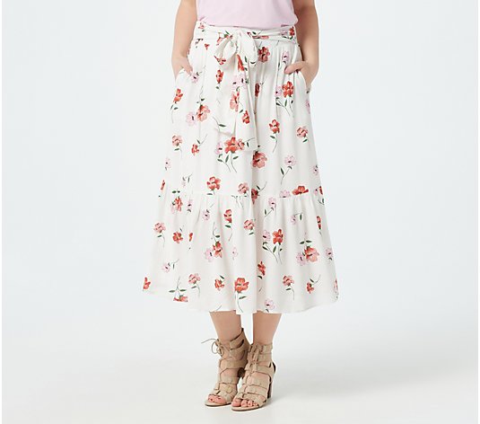 Gibson Look Tiered Belted Midi Skirt