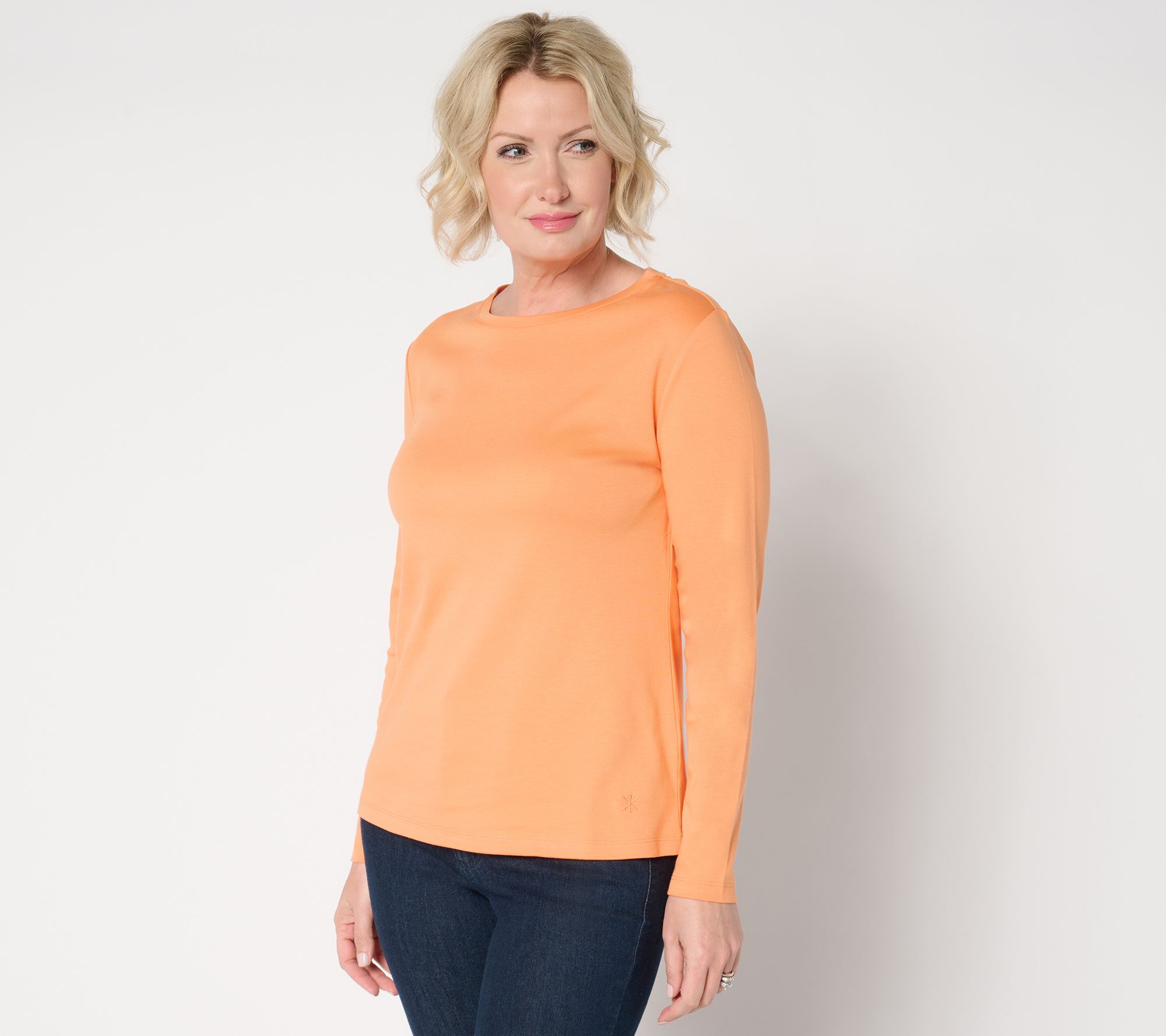 Isaac Mizrahi Live! Essentials Pima Cotton Crew Neck Knit Top