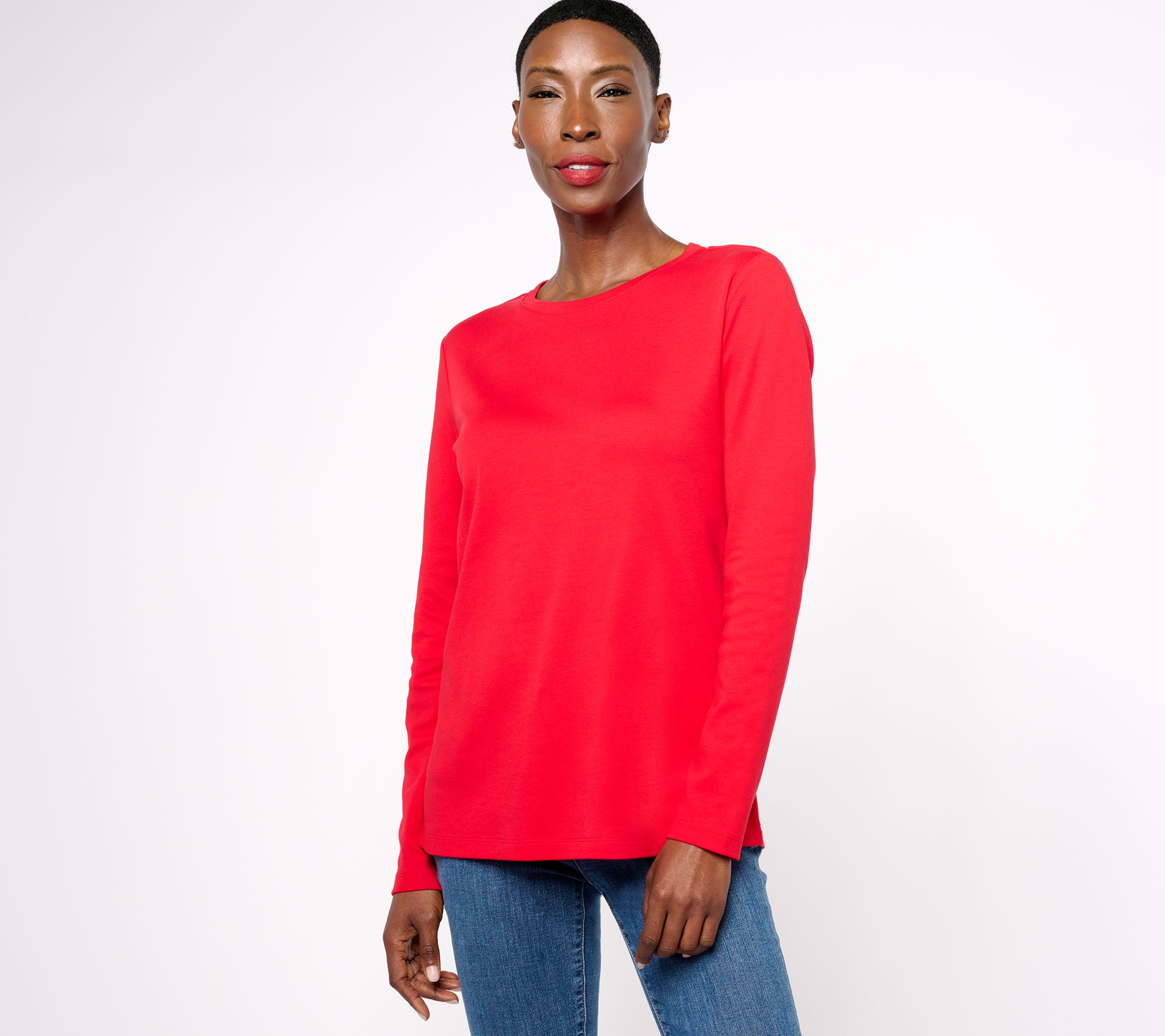 Isaac Mizrahi Live! Essentials Pima Cotton Crew Neck Knit