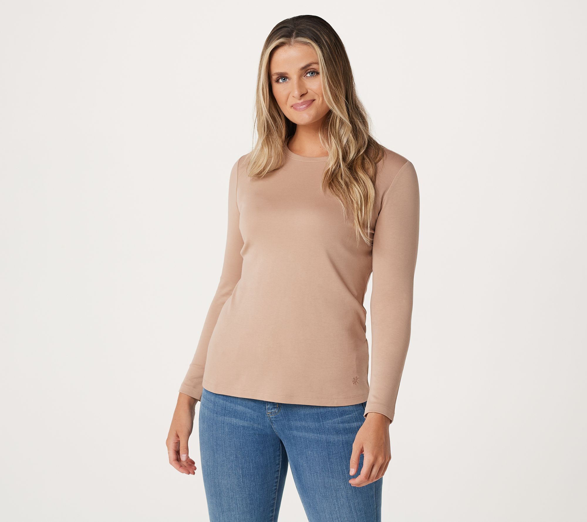 Isaac Mizrahi Live! Essentials Pima Cotton Crew Neck Knit Top