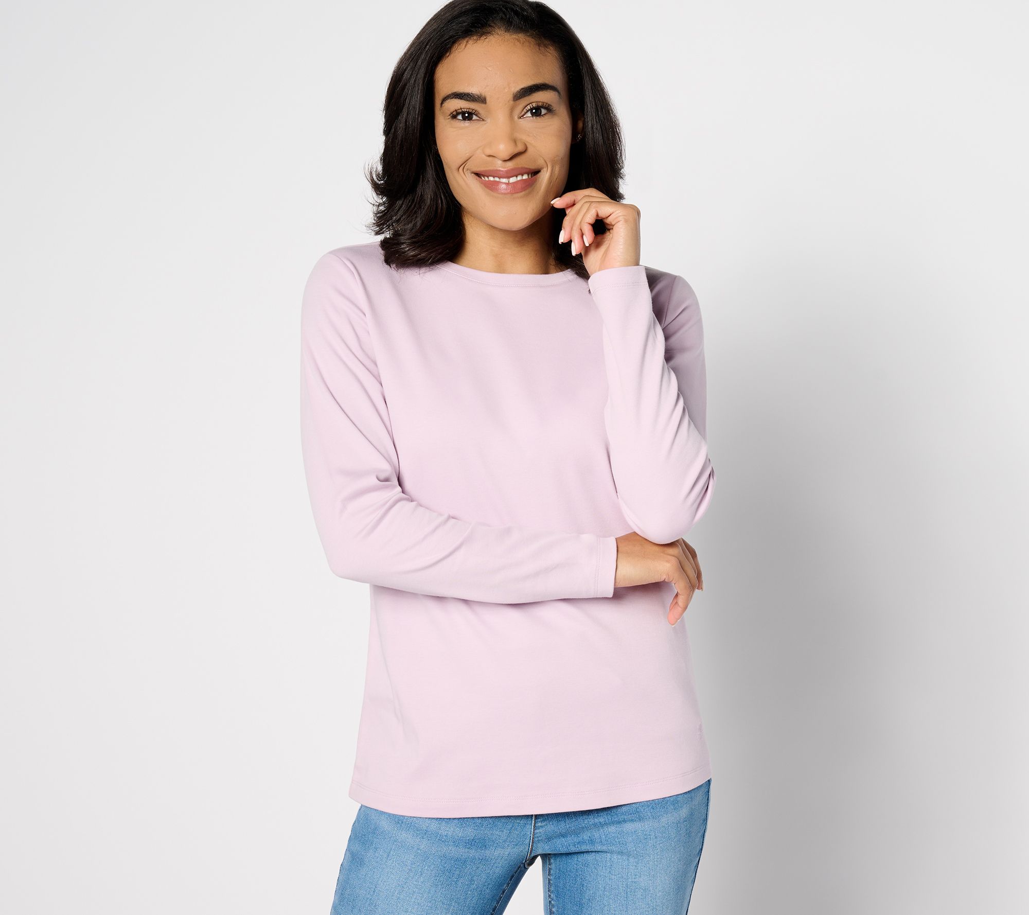 Isaac Mizrahi Live! Essentials Pima Cotton Crew Neck Knit Top