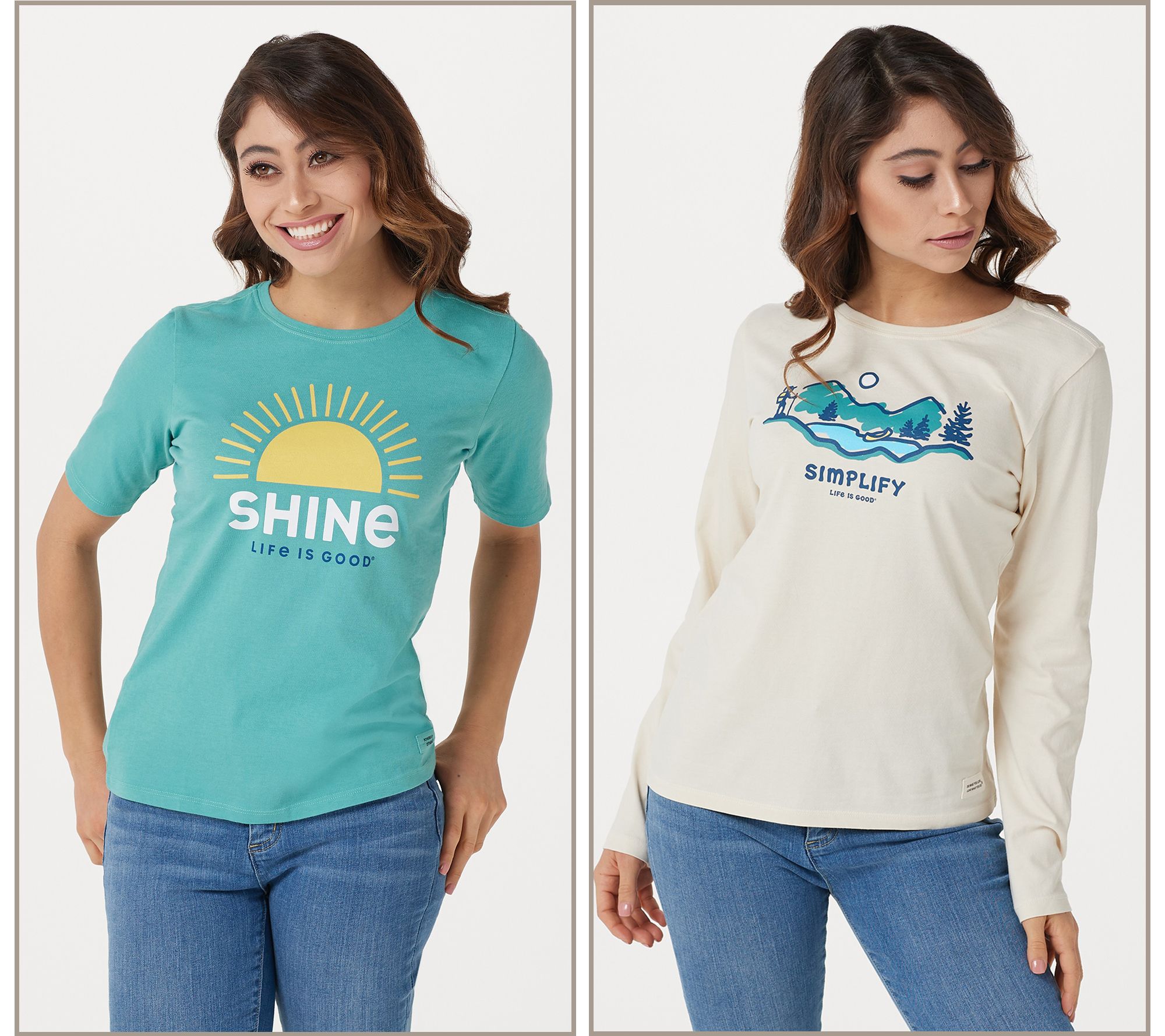 (QVC) Life is Good Women's Set of 2 Crew-Neck Crusher Tees ...