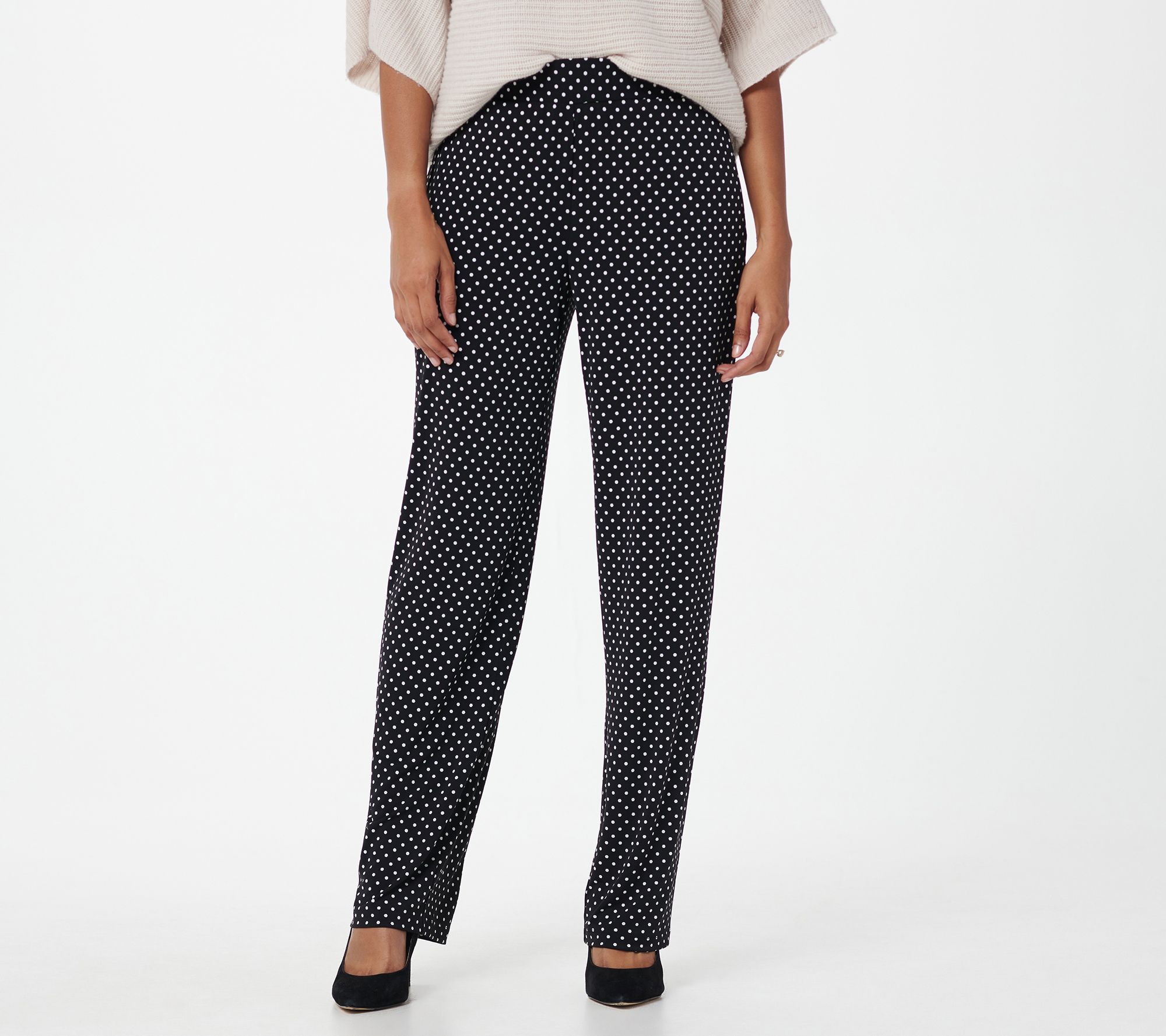 Susan Graver Printed Liquid Knit Straight-Leg Pull-On Pants - QVC.com