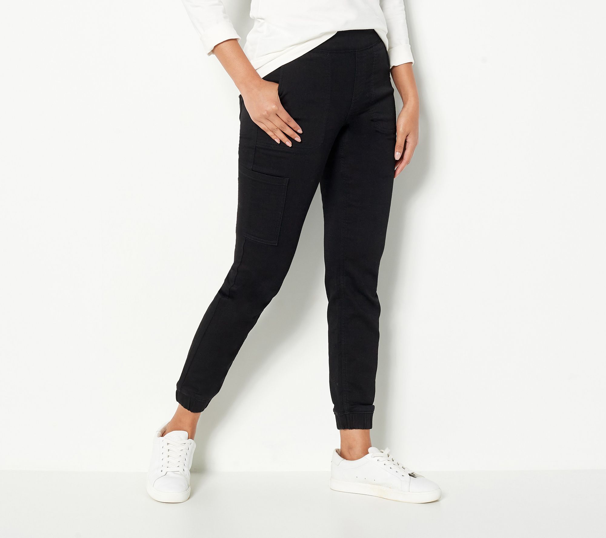 Denim & Co. Comfy Knit Air RegularStraight Crop Pant with Side Slits 