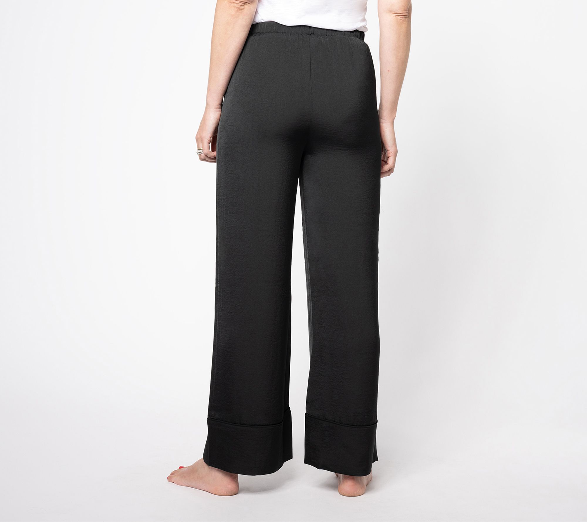 Barefoot Dreams Washed Satin Cropped Shirt or Wide Leg Pant - QVC.com