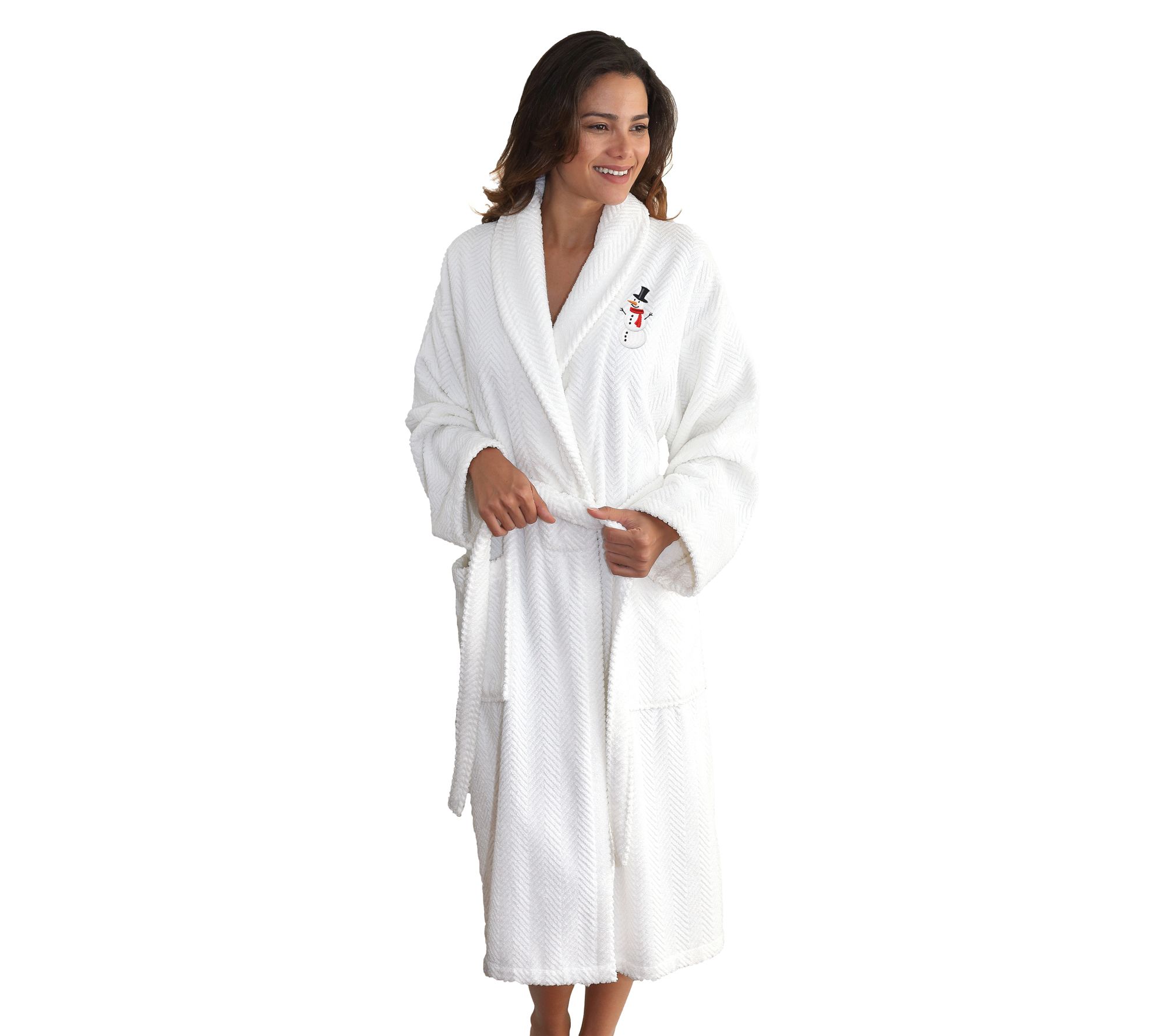 Linum Home Herringbone Bathrobe w/ Snowman