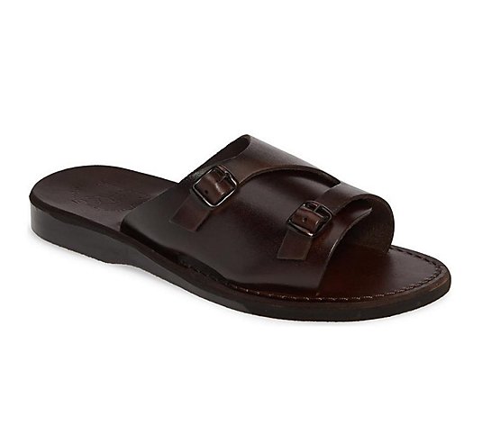 Jerusalem Sandals Men's Leather Slide with Adjustable Straps
