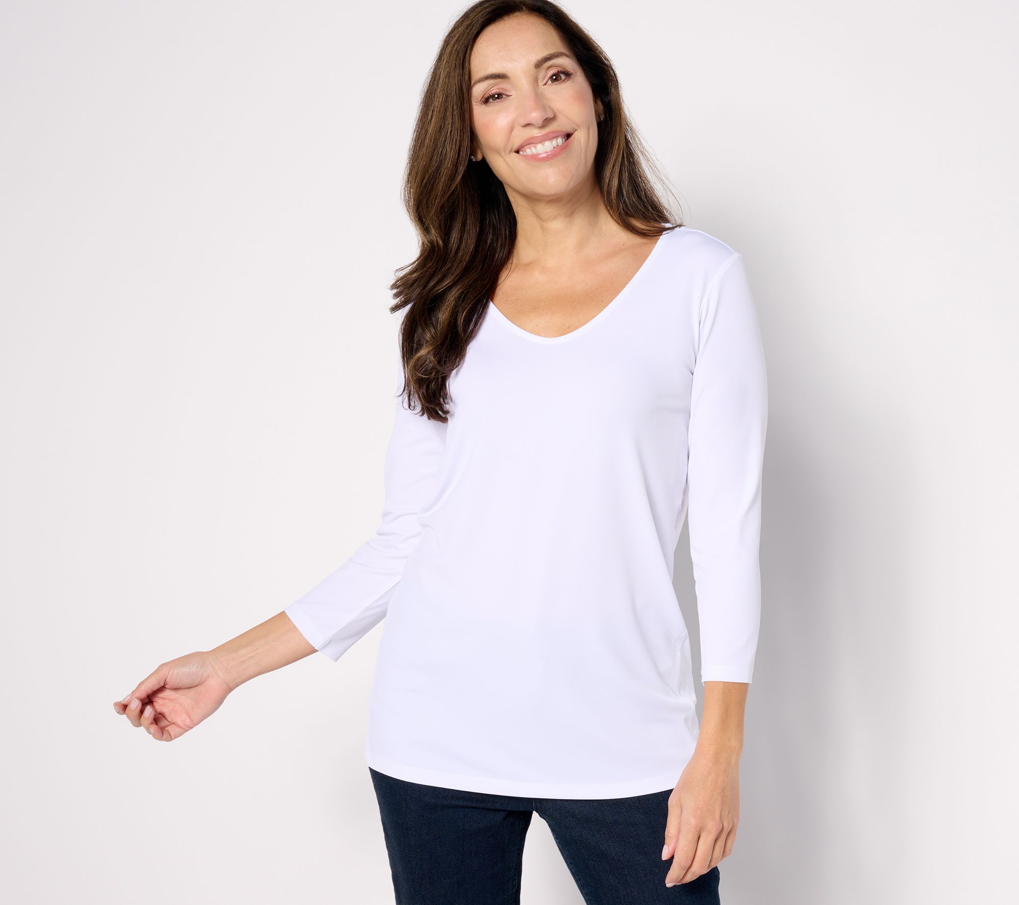 Susan Graver Regular Modern Essentials Liquid Knit 3/4 Sleeve Tunic