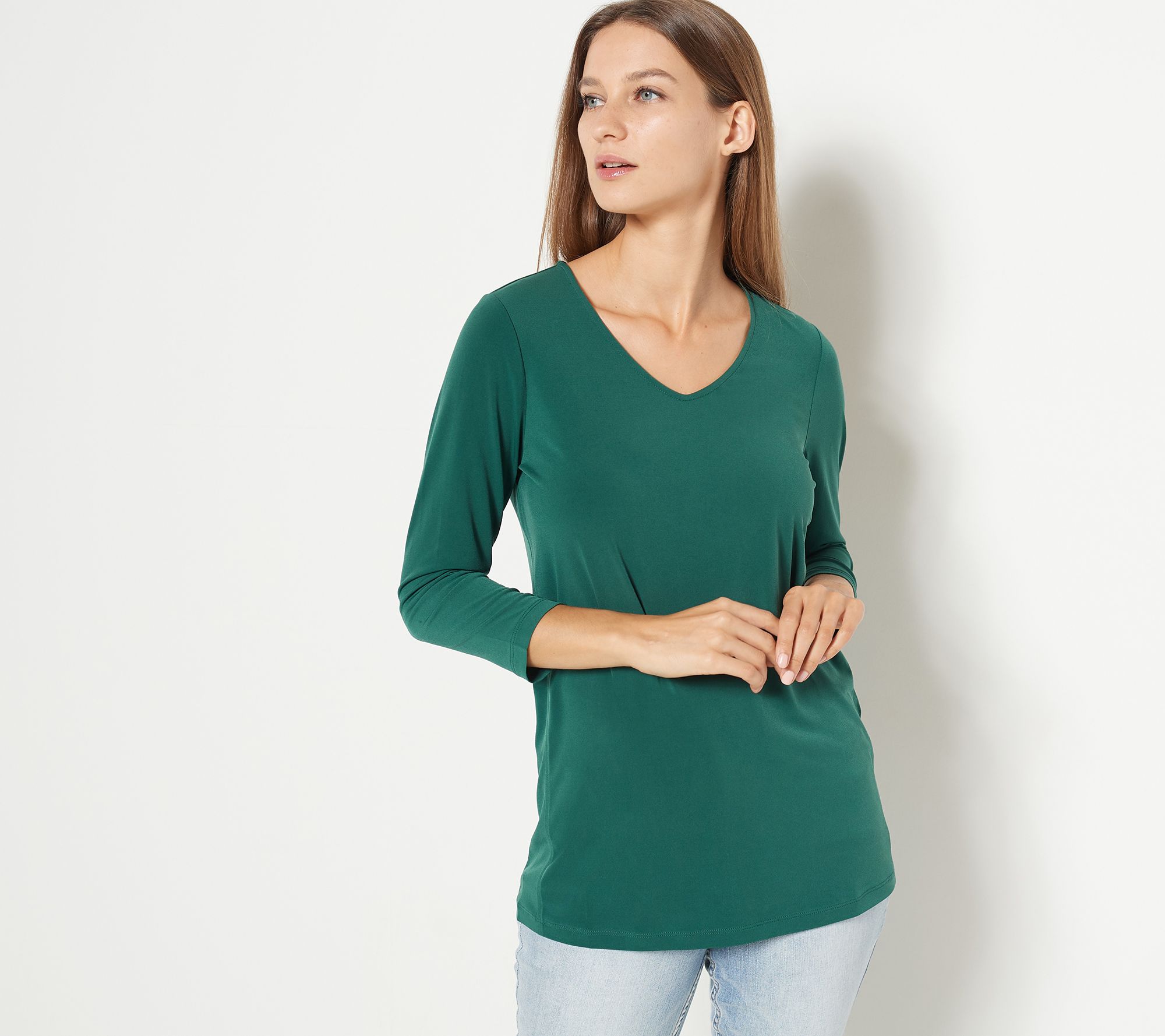 Susan Graver Regular Modern Essentials Liquid Knit 3/4 Sleeve Tunic