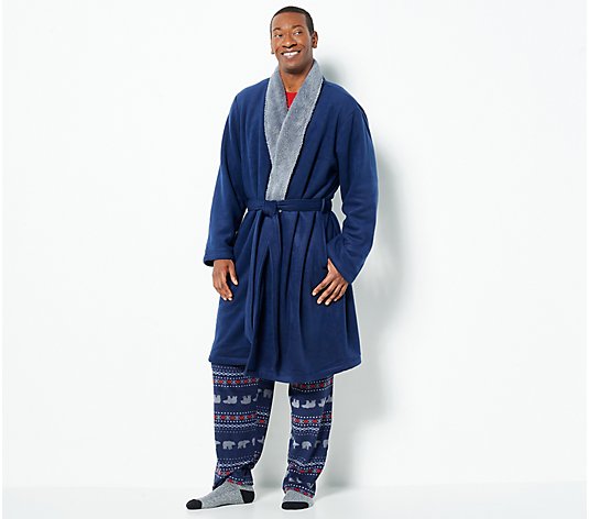 Cuddl Duds Men's Fleece Bonded Sherpa Wrap Robe