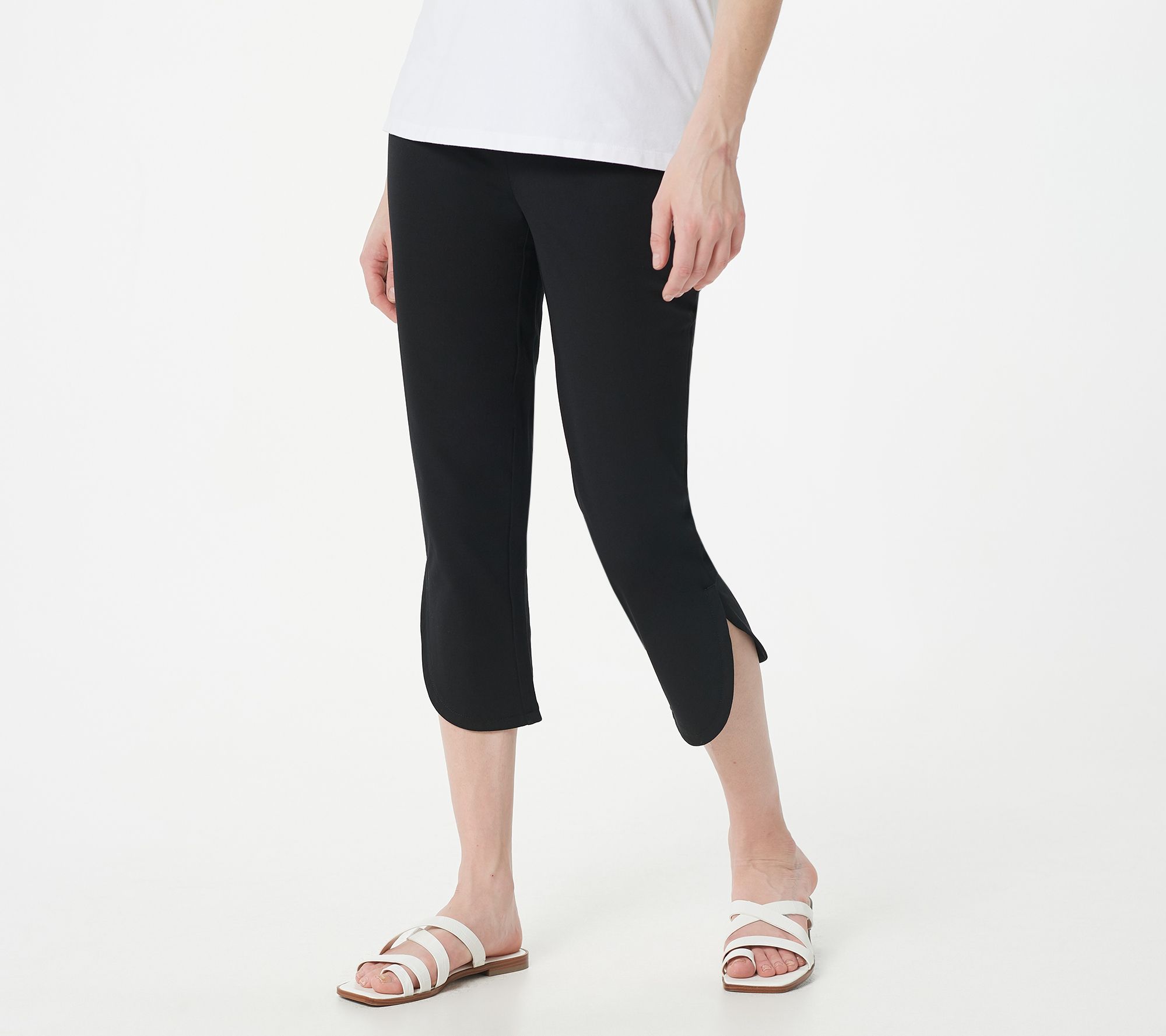 "As Is" Isaac Mizrahi Live! Petite 24/7 Stretch Tulip Hem Crop Pants