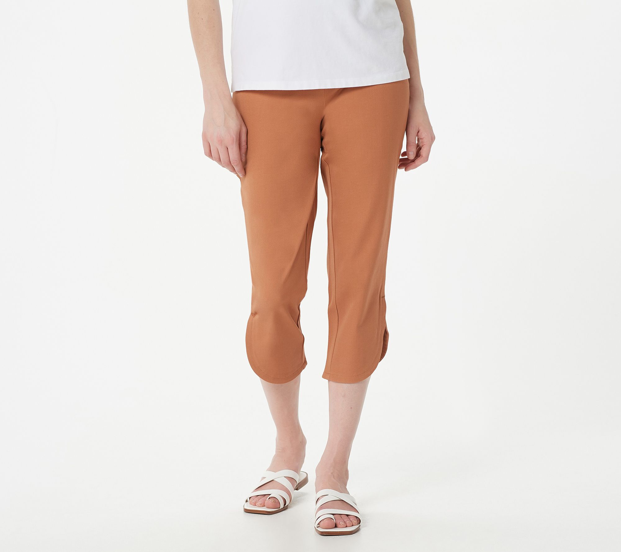 "As Is" Isaac Mizrahi Live! Petite 24/7 Stretch Tulip Hem Crop Pants