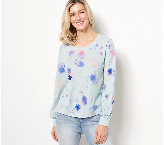 Candace Cameron Bure Pressed Floral Graphic Long Sleeve Tee
