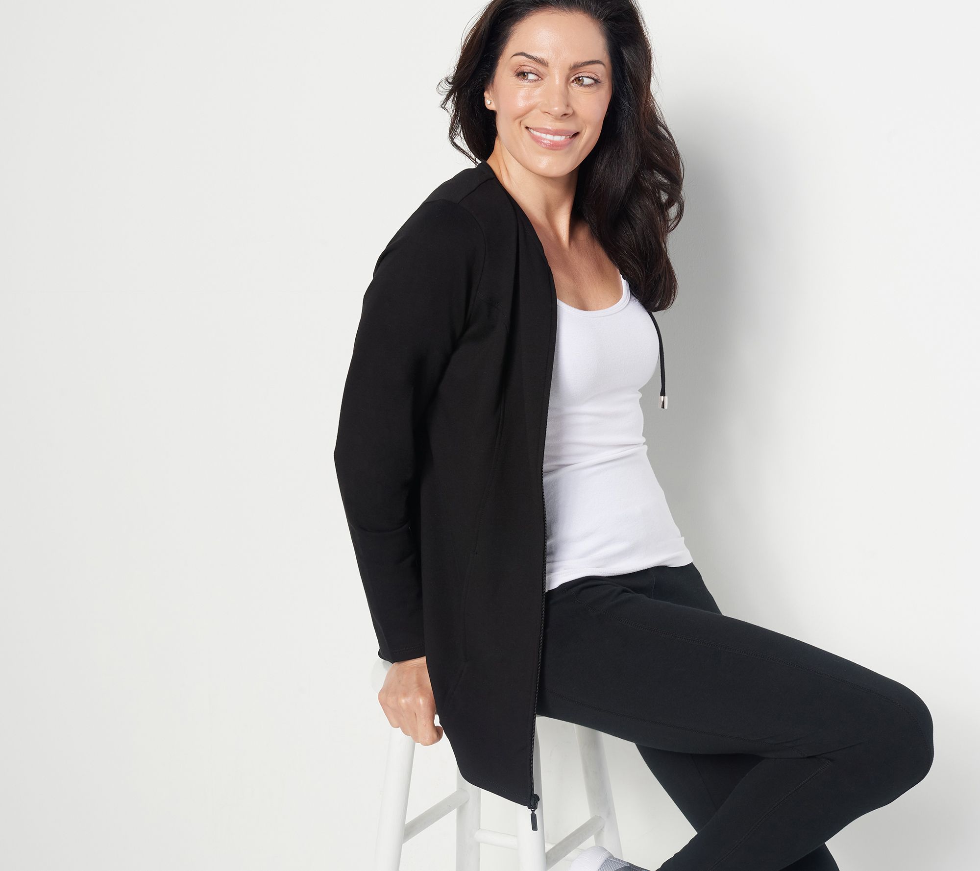"As Is" Denim & Co. Active Petite French Terry Vented Jacket