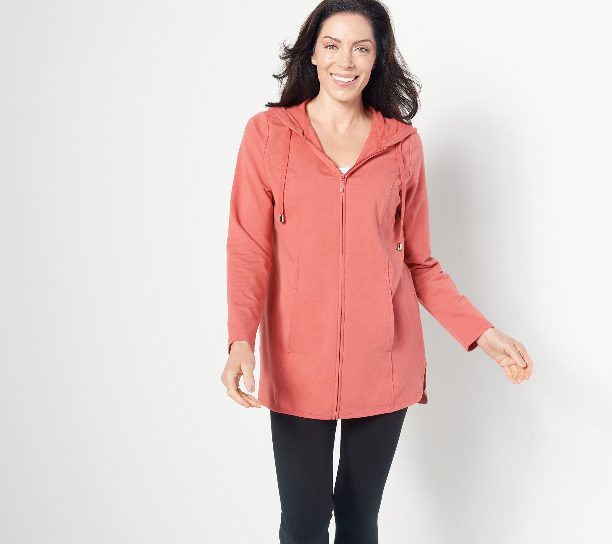 "As Is" Denim & Co. Active Petite French Terry Vented Jacket