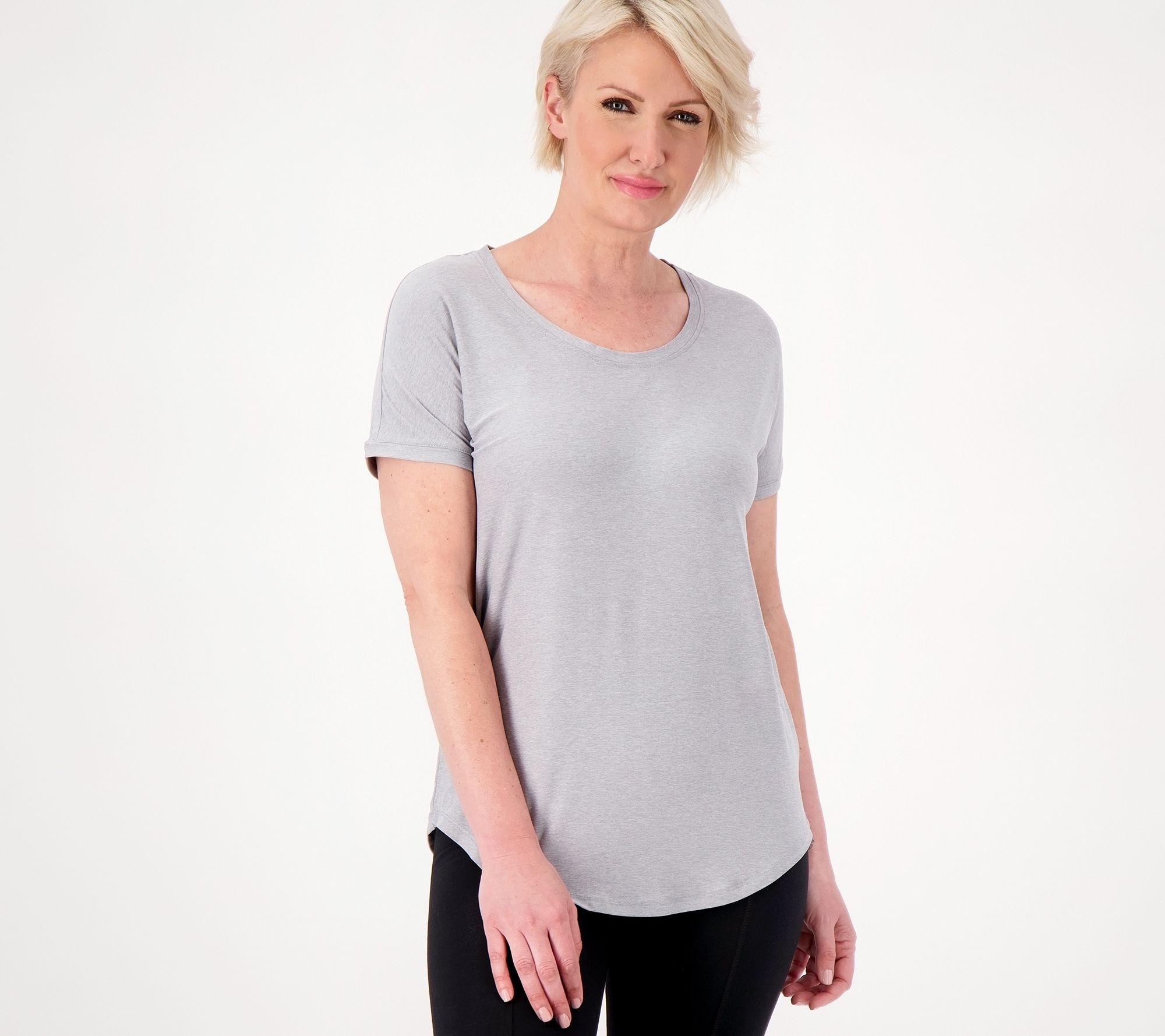 Fit 4 All by Carrie Wightman Keyhole Back Curved Hem Tee