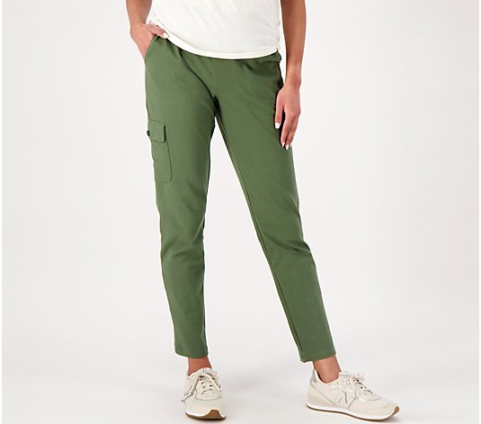 Denim & Co. Active Duo Stretch Pull On Ankle Pants w/ Cargo Pockets