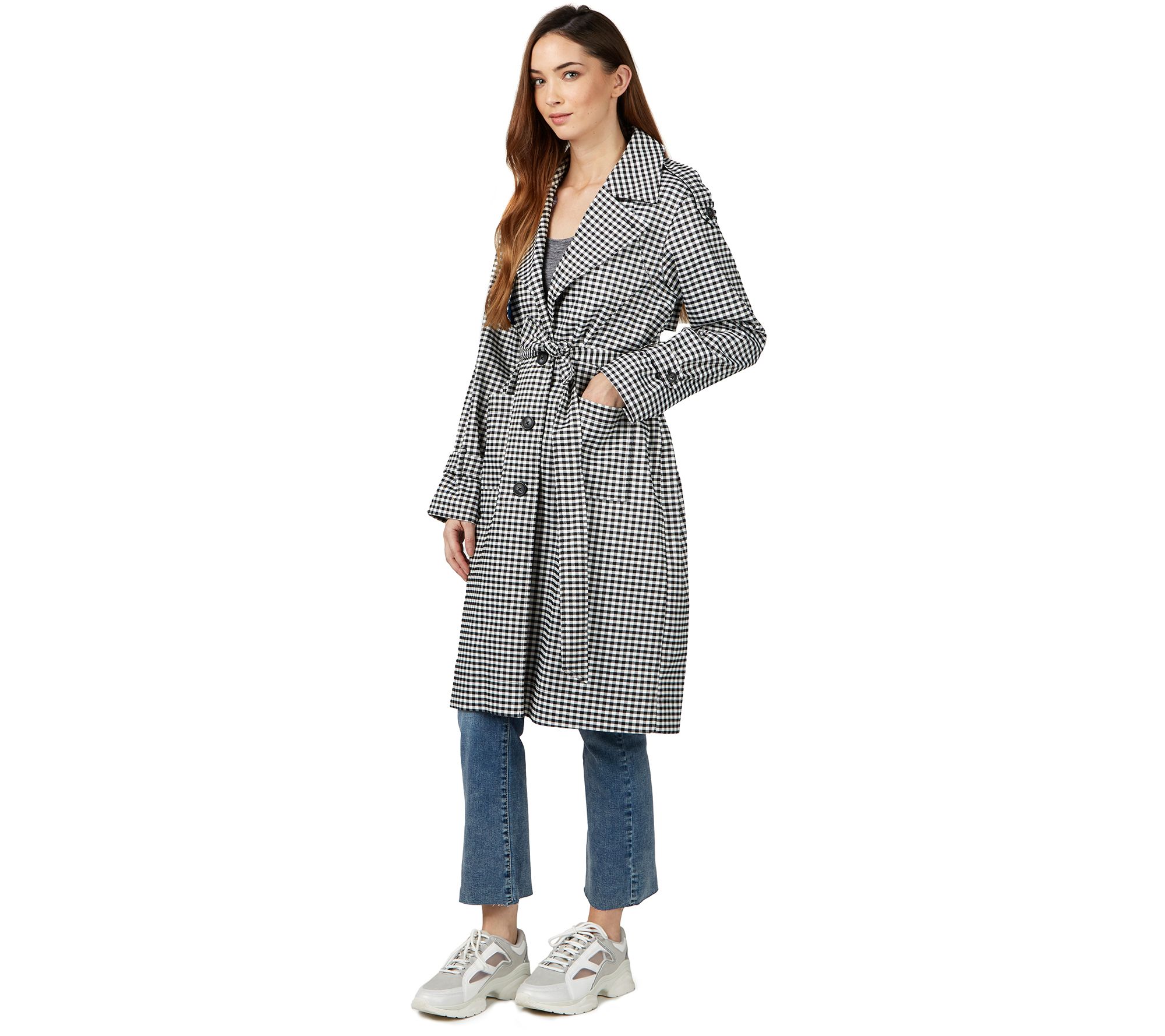 NVLT Women's Gingham Trench Coat
