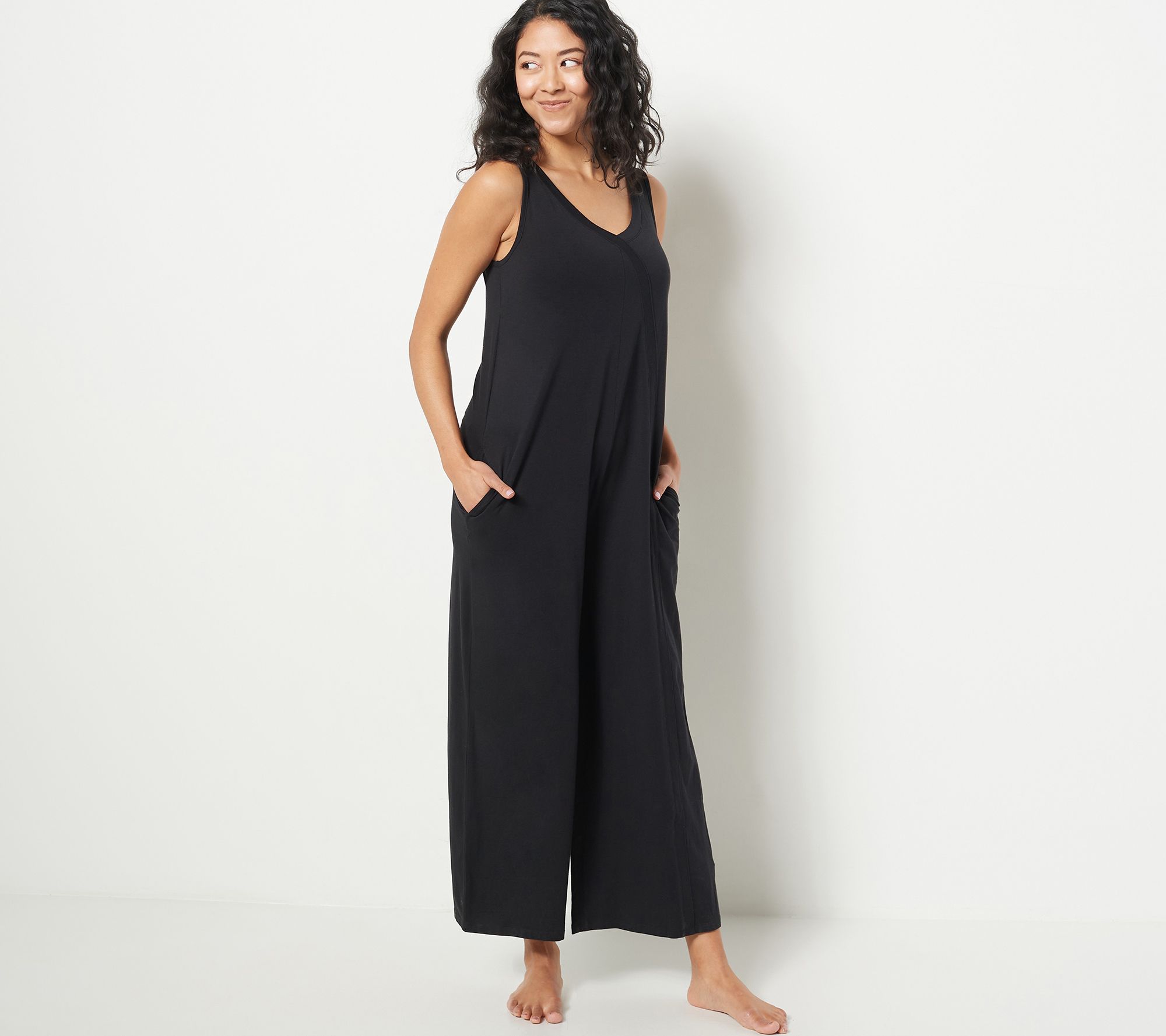 "As Is" Anybody Petite Cozy Knit Luxe Jumpsuit with Band Detail