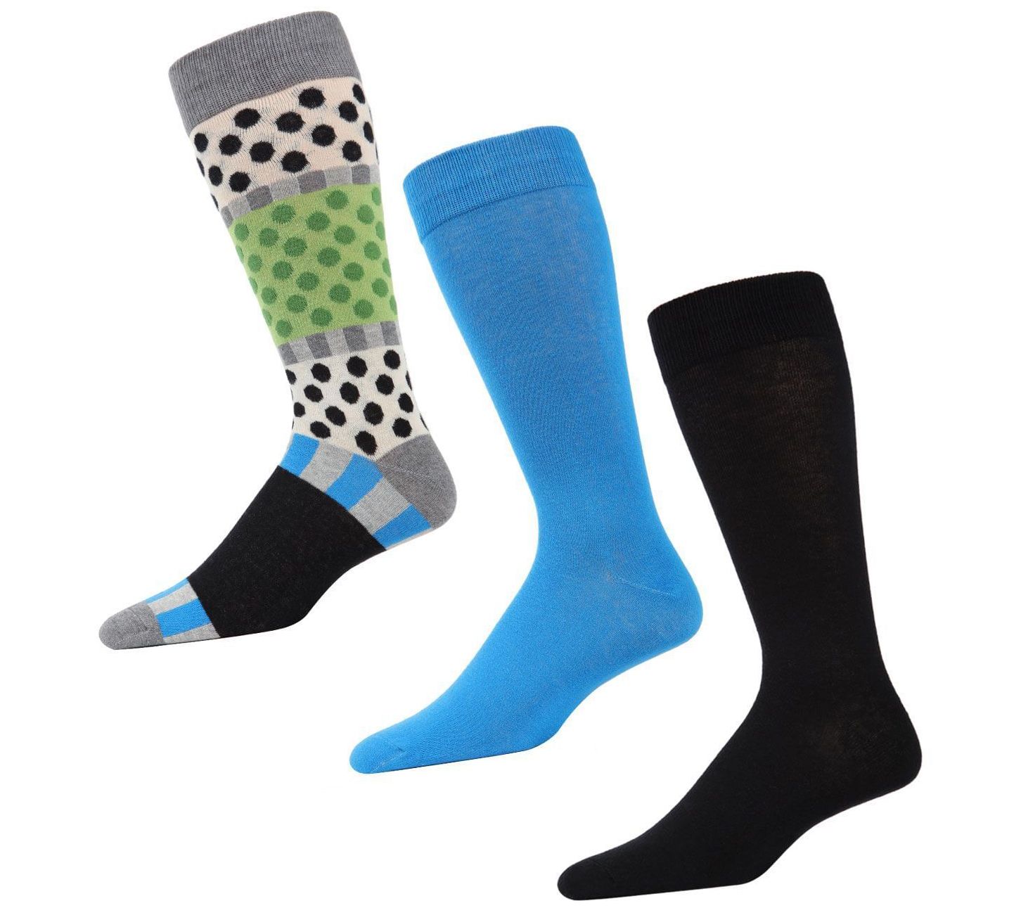Memoi Men's Polka Dash 3 Pack Crew Sock