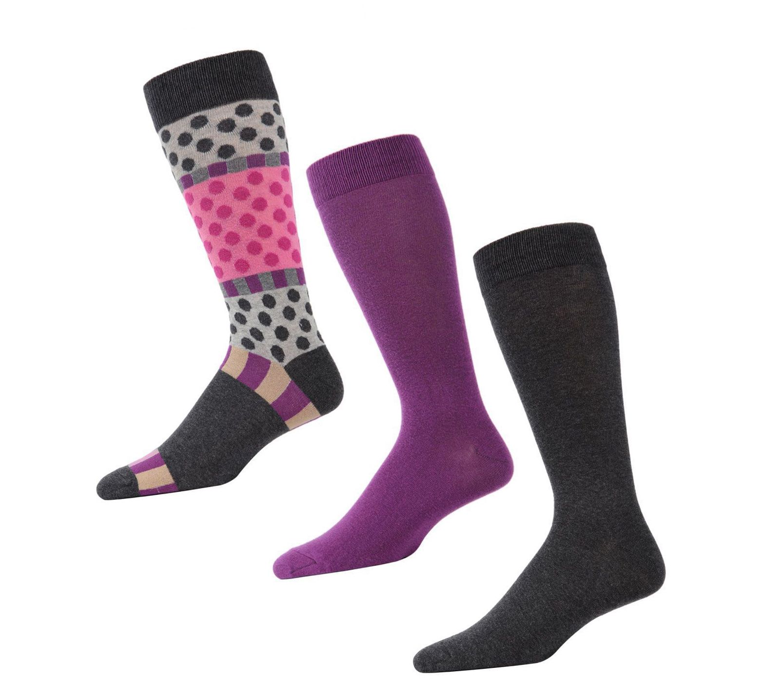 Memoi Men's Polka Dash 3 Pack Crew Sock