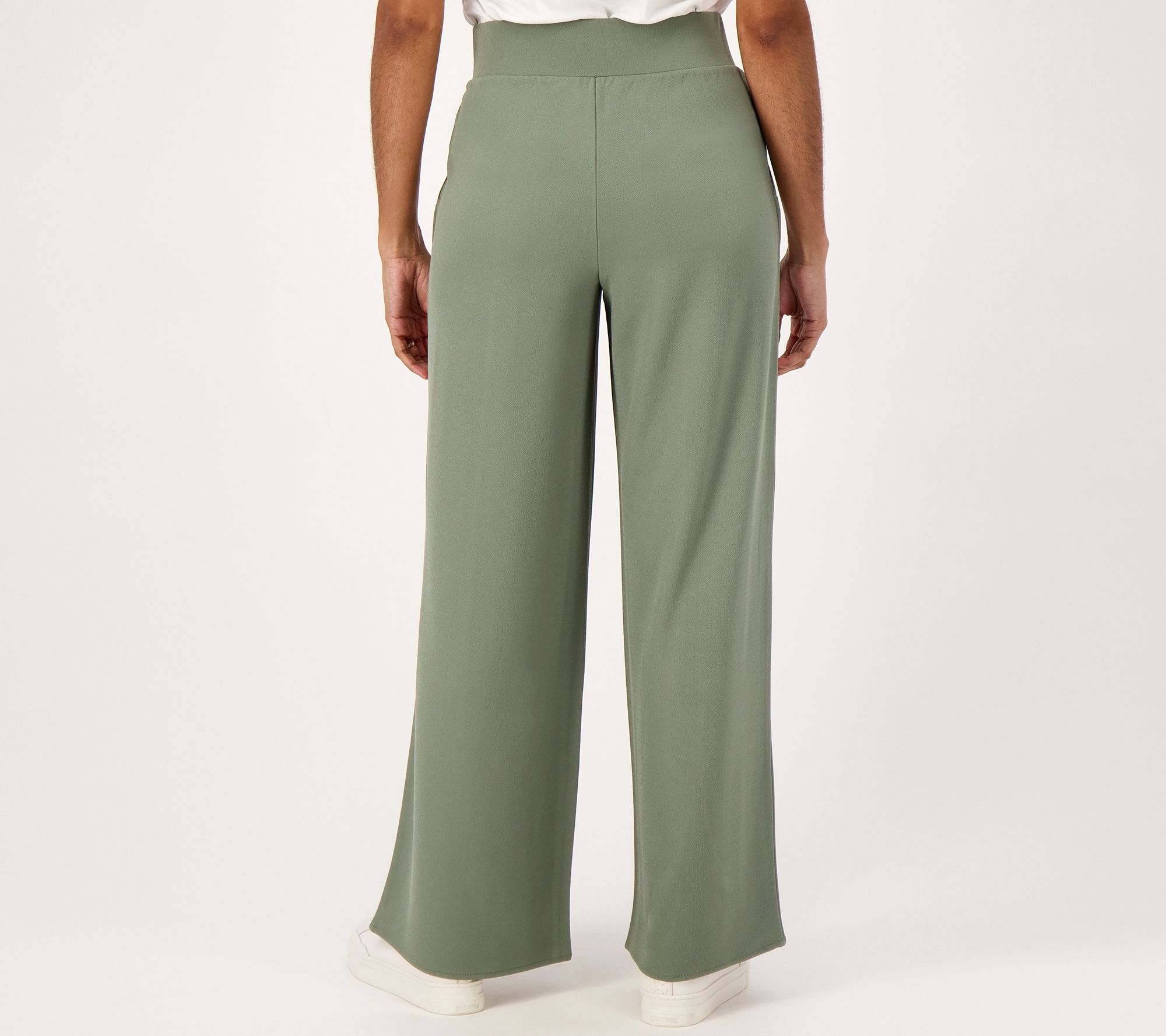 Isaac Mizrahi Live! Petite Pebble Knit Overlapping Wide Leg Pants - QVC.com