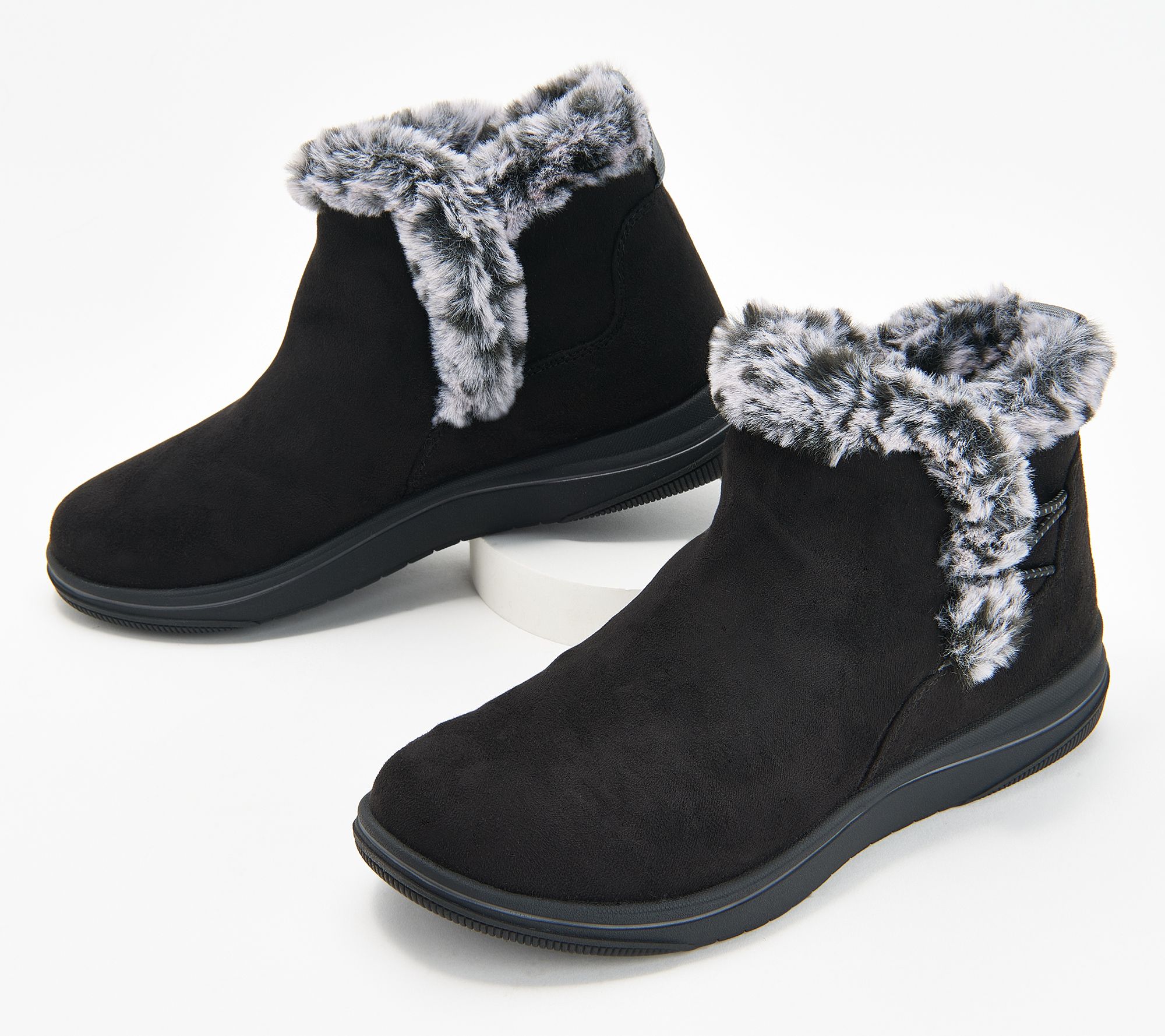 "As Is" Clarks Cloudsteppers Faux Fur Slip-On Boots - Breeze Fur