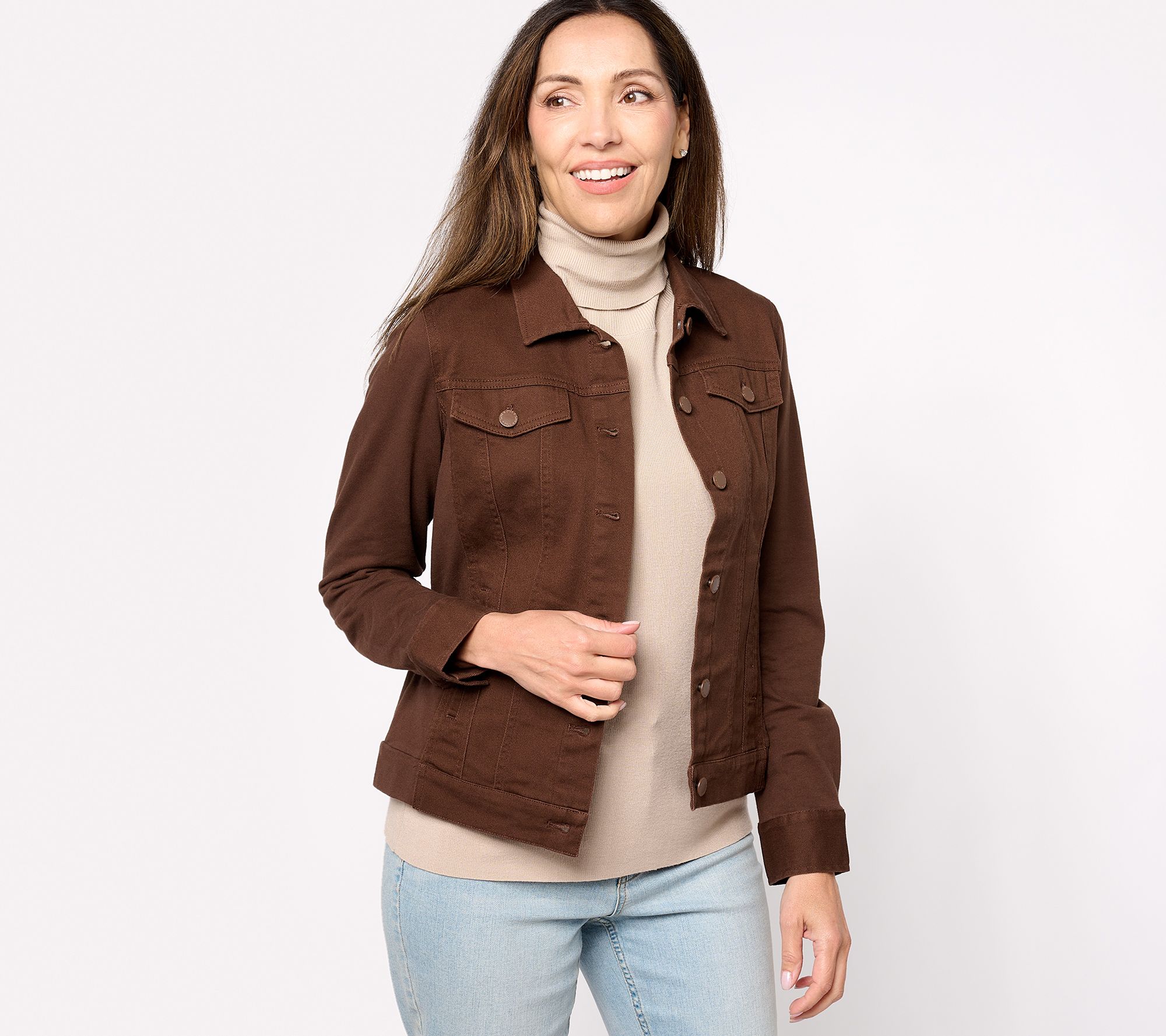 Belle by Kim Gravel Twill Jacket with Knit Back and Sleeves - QVC