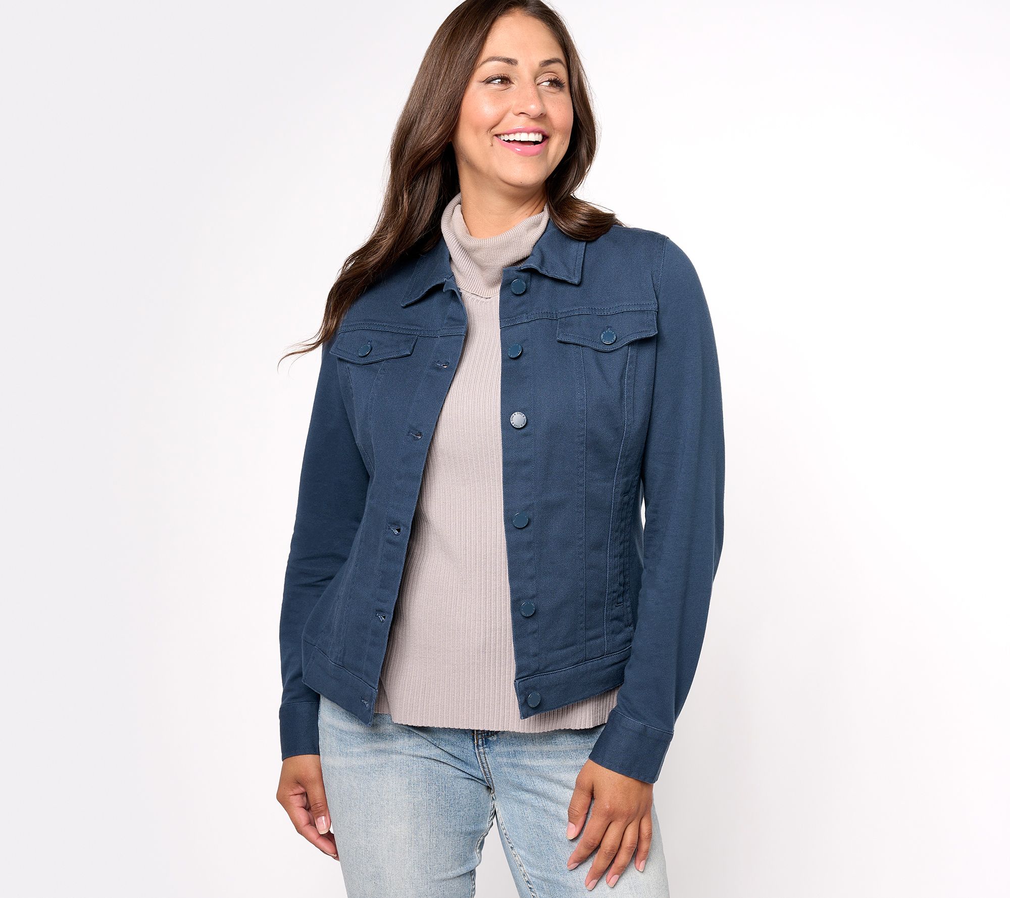 Belle by Kim Gravel Twill Jacket with Knit Back and Sleeves