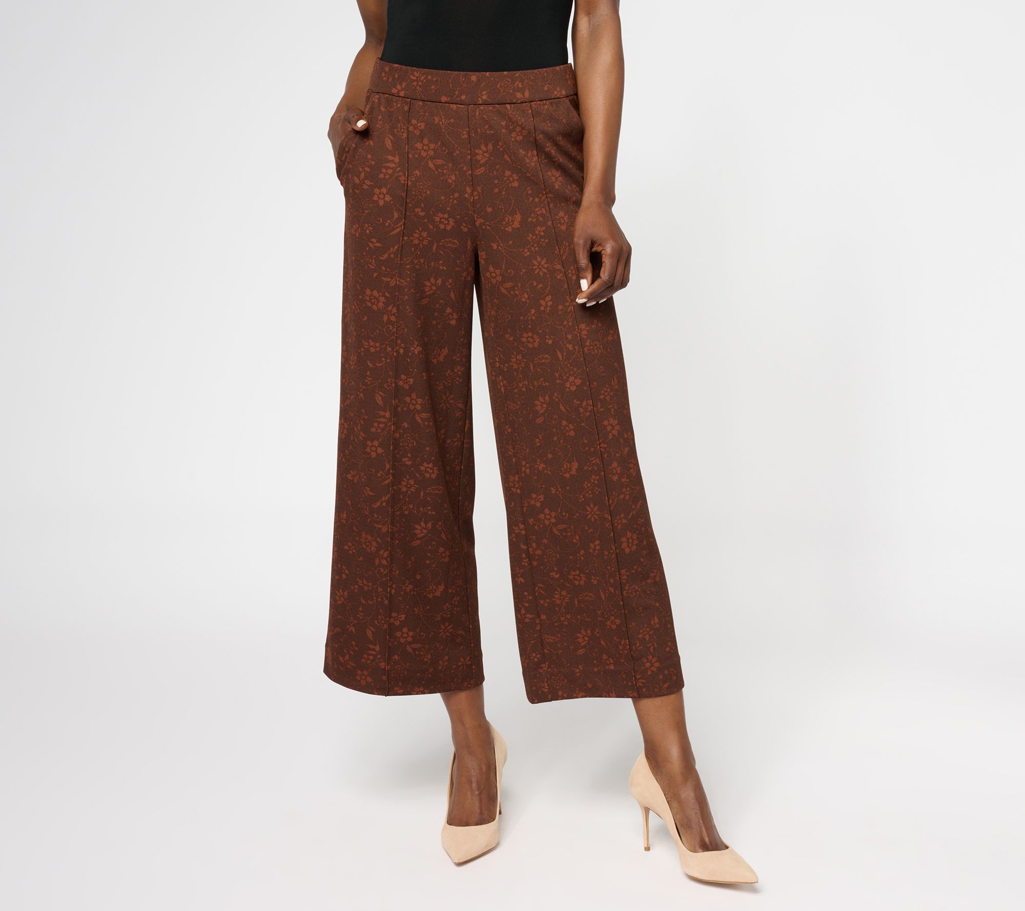 Isaac Mizrahi Live! Petite Printed Pebble Knit Culotte Pants