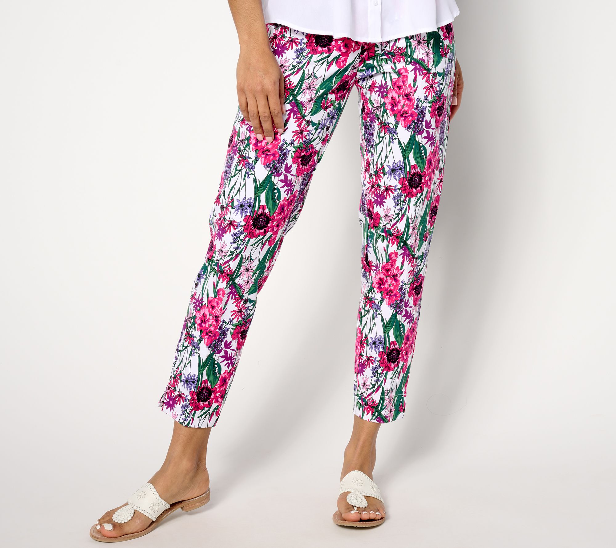 Isaac Mizrahi Live! Tall Printed 24/7 Stretch Tapered Ankle Pants