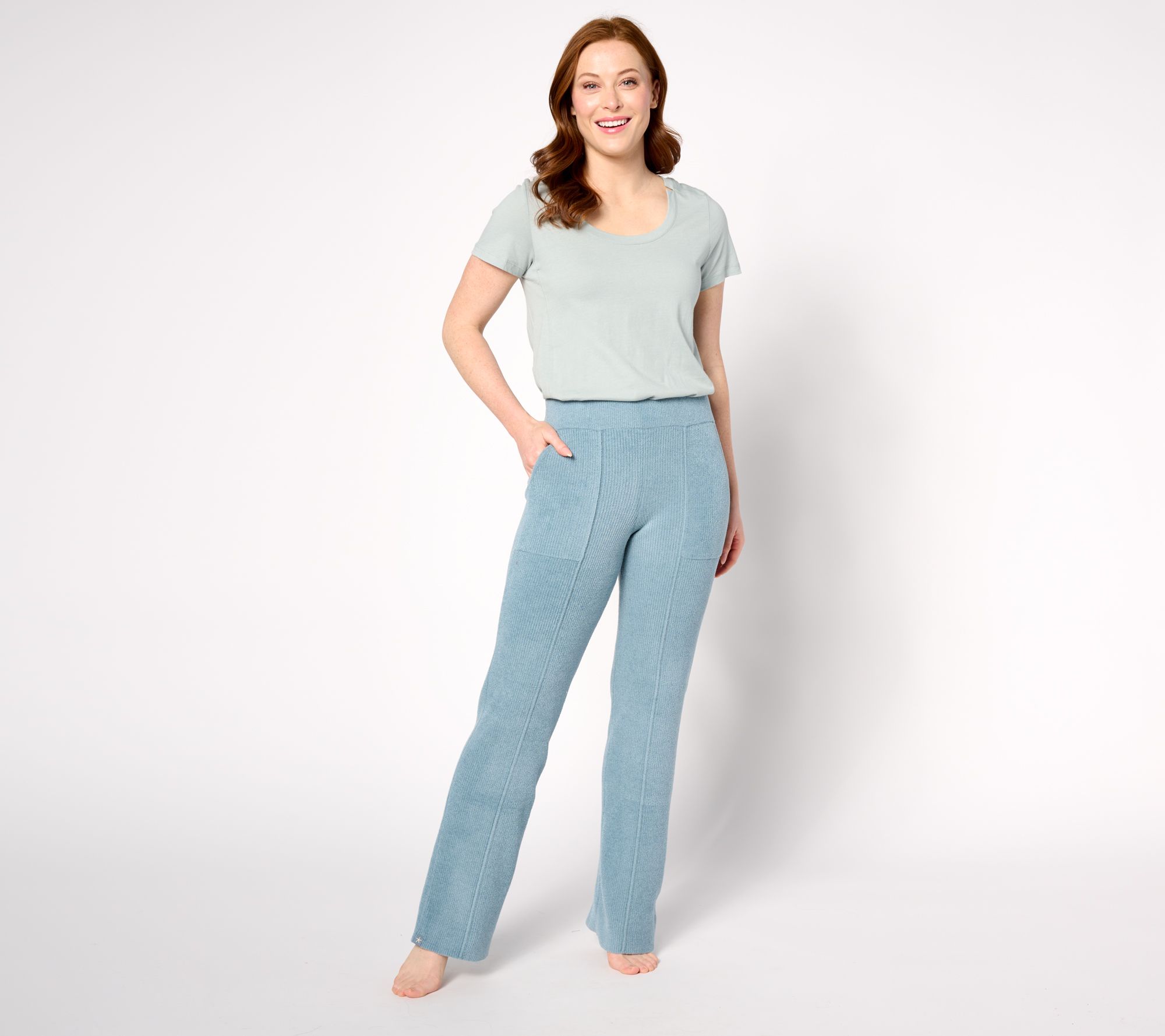 スラックス HUECLOSET Cotton Pintuck Pants 25KERO28 Women's Ponte Pintuck Wide Leg Pants | Lands' End