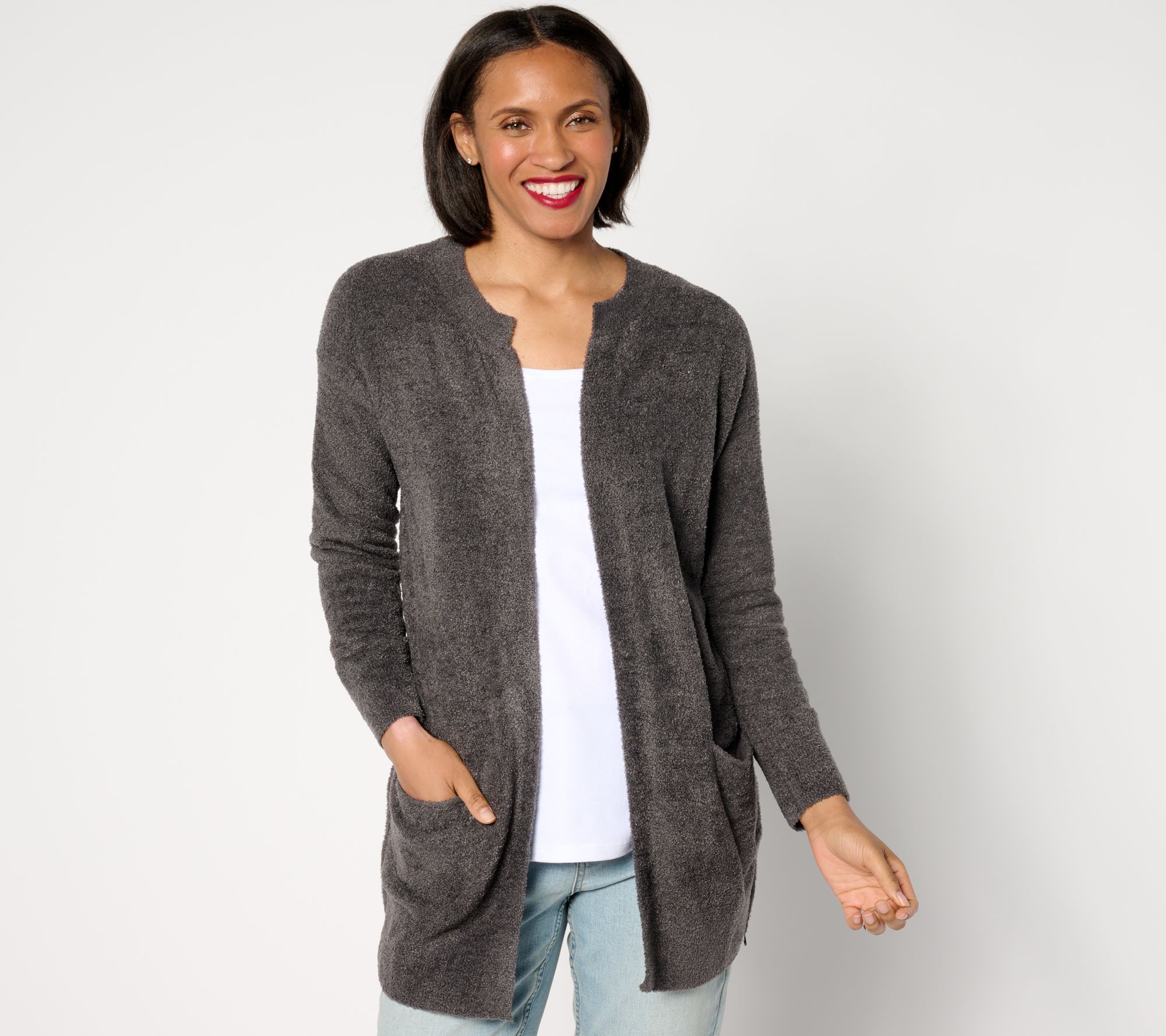 Barefoot Dreams Cozy Chic Ultra Lite Ribbed Button Down Cardigan 