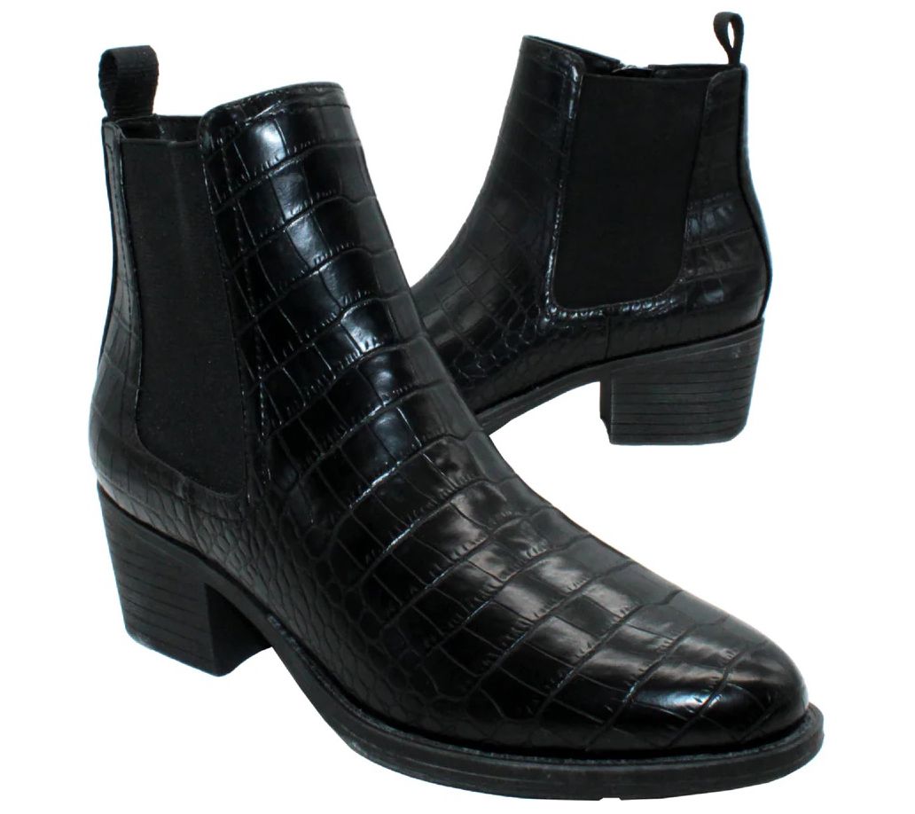 Charles by charles david duffy online embossed croc design heeled ankle booties