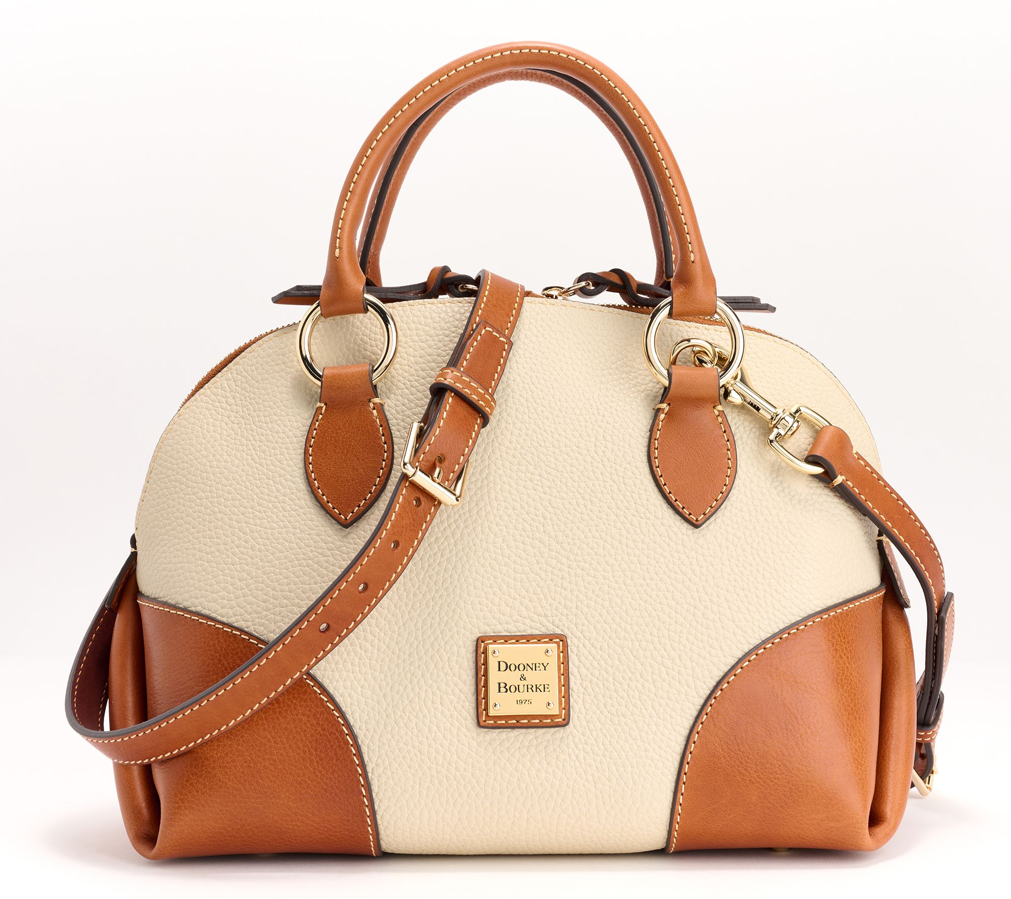 Dooney & Bourke Pebble Leather Domed Satchel with Trim