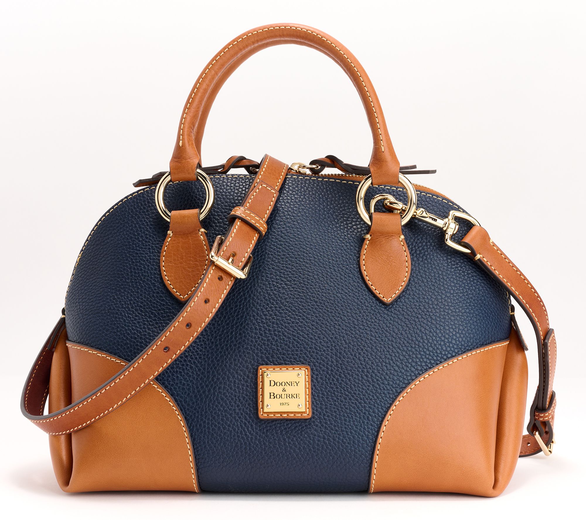 Dooney & Bourke Pebble Leather Domed Satchel with Trim