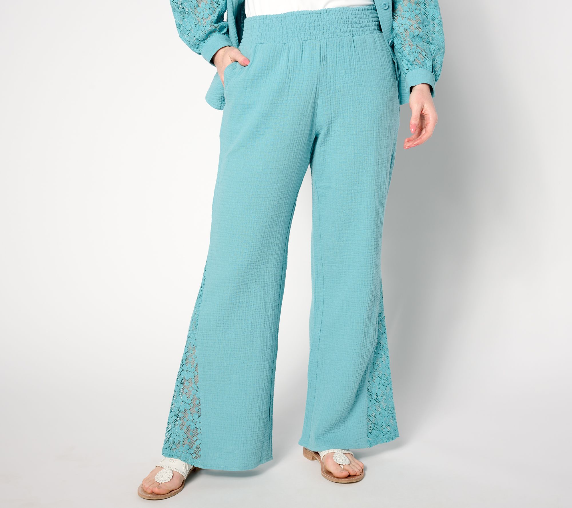 Isaac Mizrahi Live! Petite Bridgehampton Gauze Wide Leg Pants